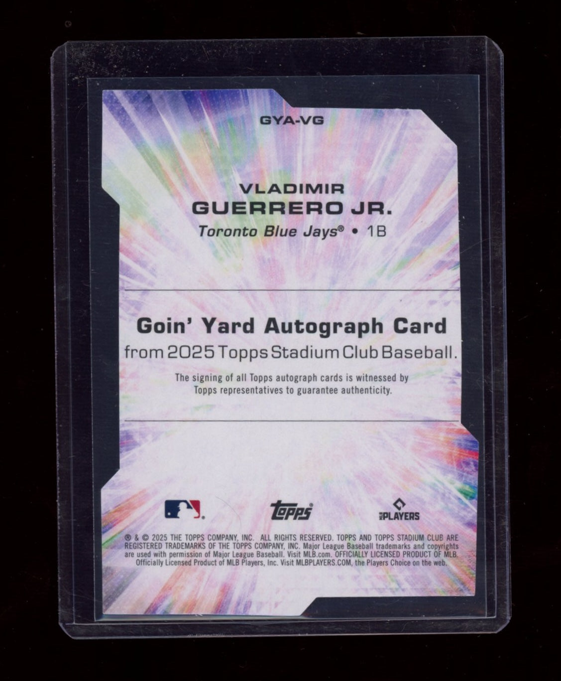 2025 Stadium Club #GYA-VG Vladimir Guerrero Jr. Goin' Yard Autographs