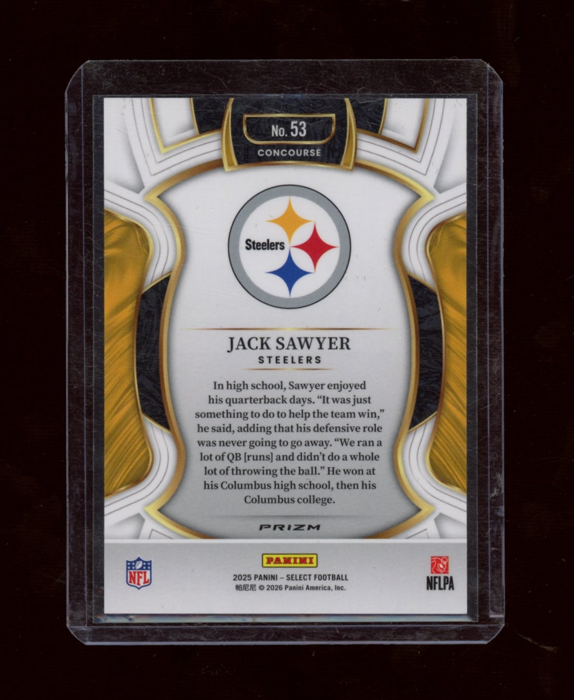 2025 Panini Select #53 Jack Sawyer Zebra Prizm