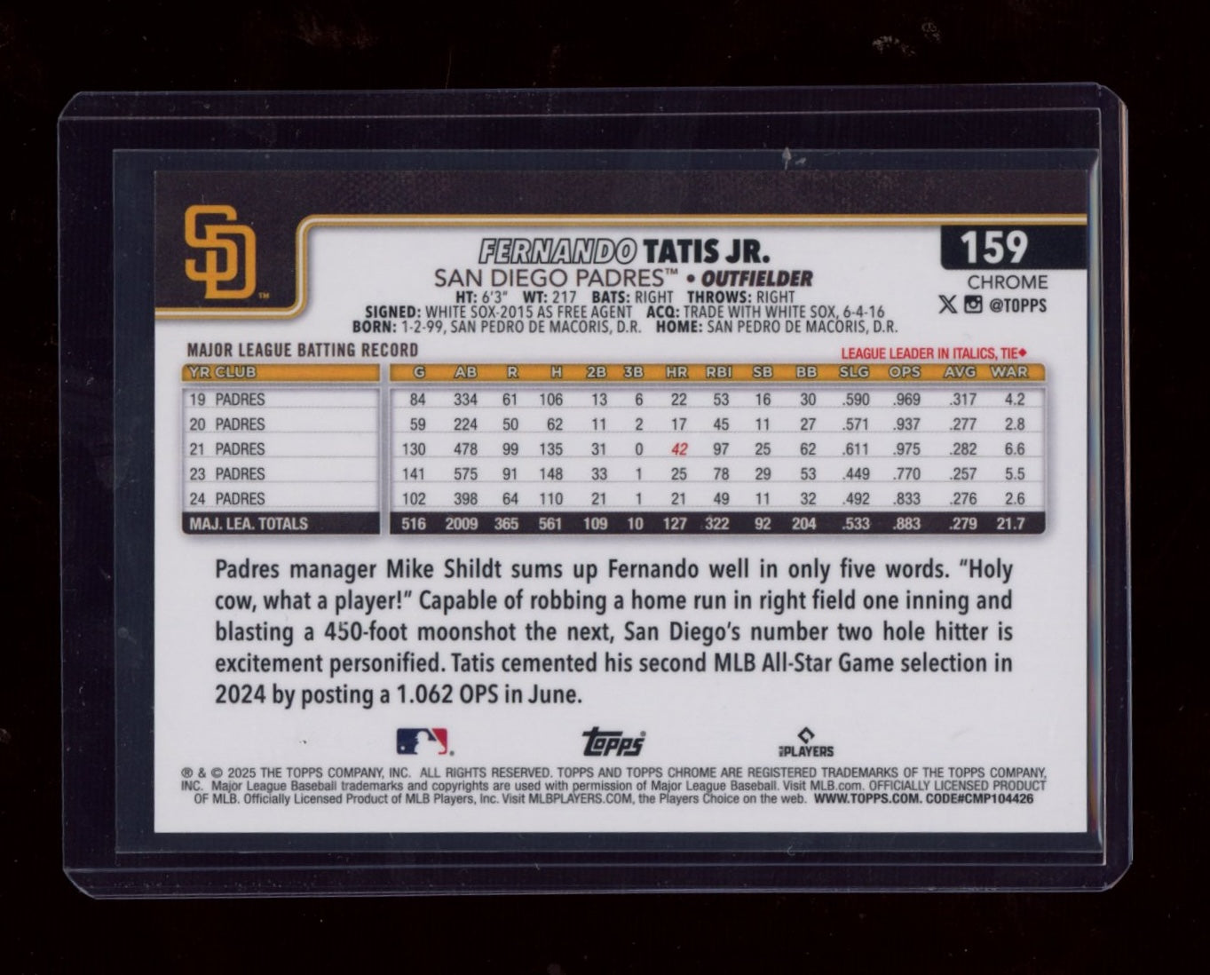 2025 Bowman Chrome Sapphire Edition #8 Fernando Tatis Jr. Gold Sapphire #/50