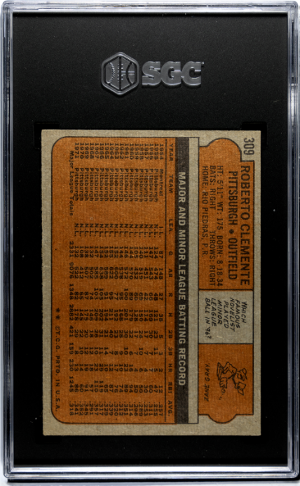 1972 Topps #309 Roberto Clemente SGC 4