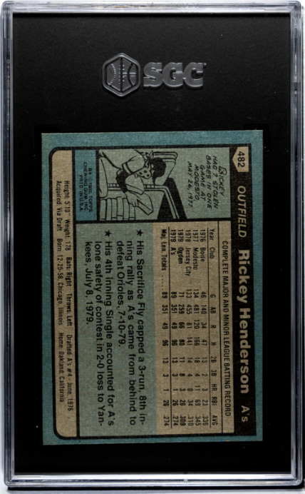 1980 Topps #482 Rickey Henderson SGC 6.5