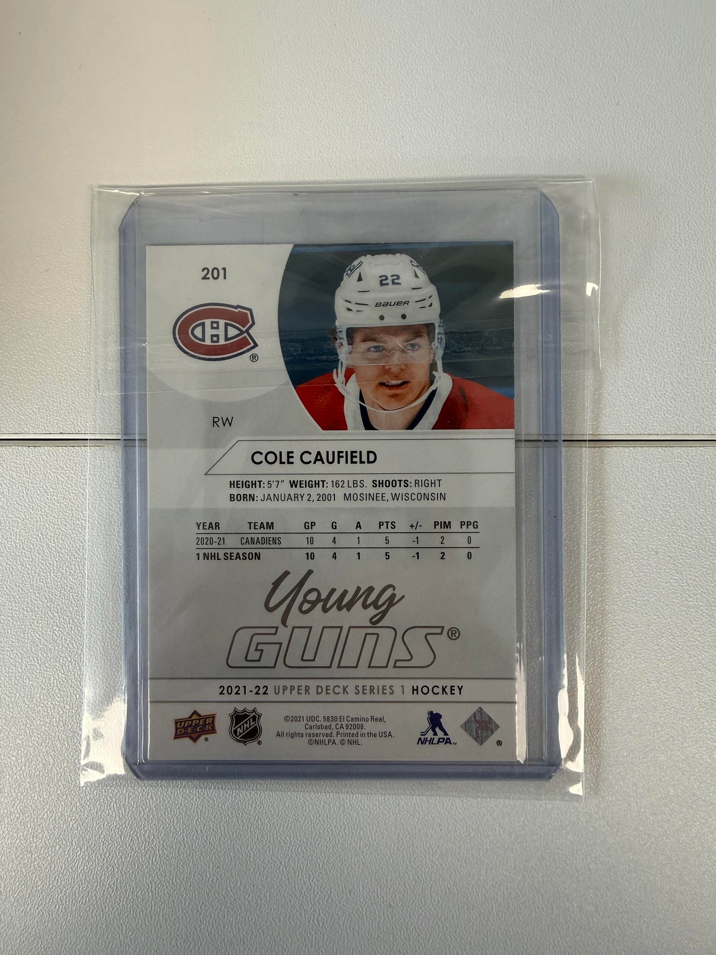 2021-22 Upper Deck #201 Cole Caufield