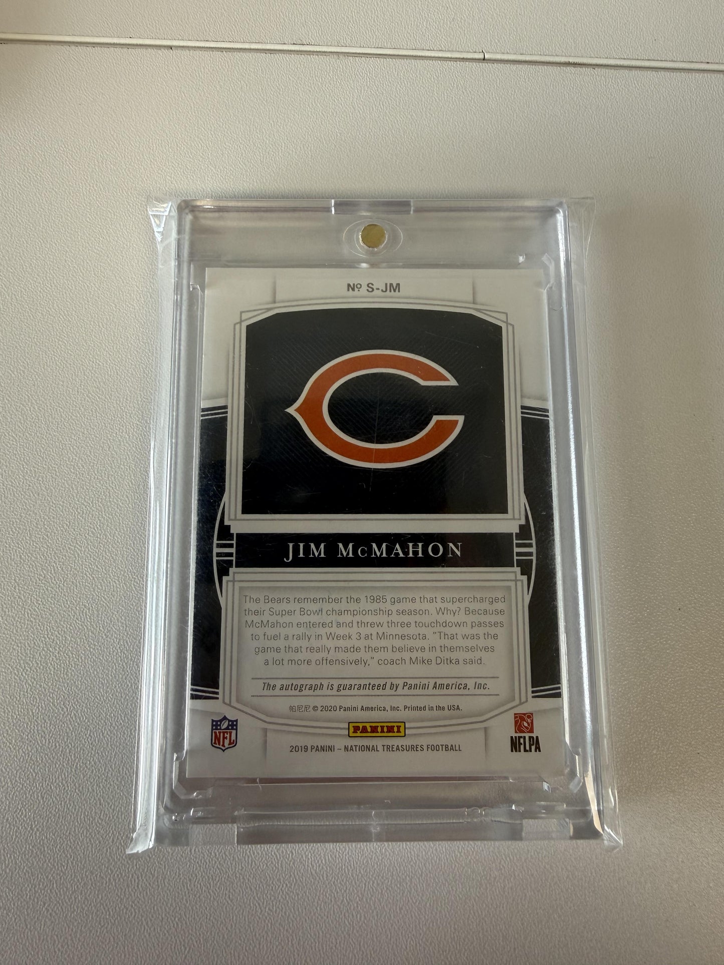 2019 Panini National Treasures #S-JM Jim McMahon Signatures #/25