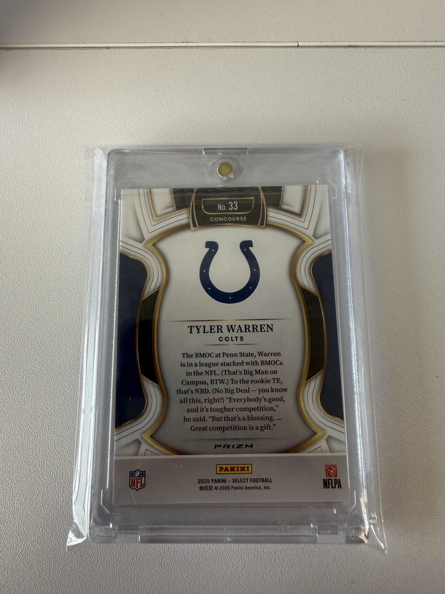2025 Panini Select #33 Tyler Warren Zebra Prizm Shock