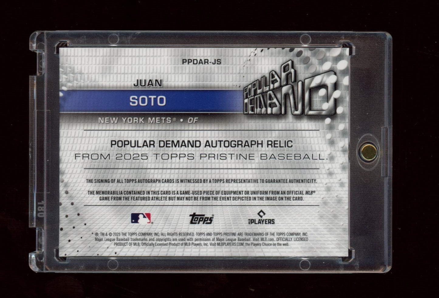 2025 Topps Pristine #PPDAR-JS Juan Soto Pop Demand Auto Orange #/25