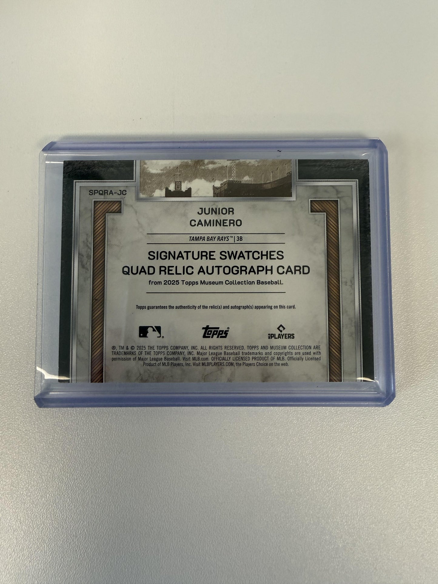 2025 Topps Museum Collection #SPQRA-JC Junior Caminero Signature Quad Relic Auto