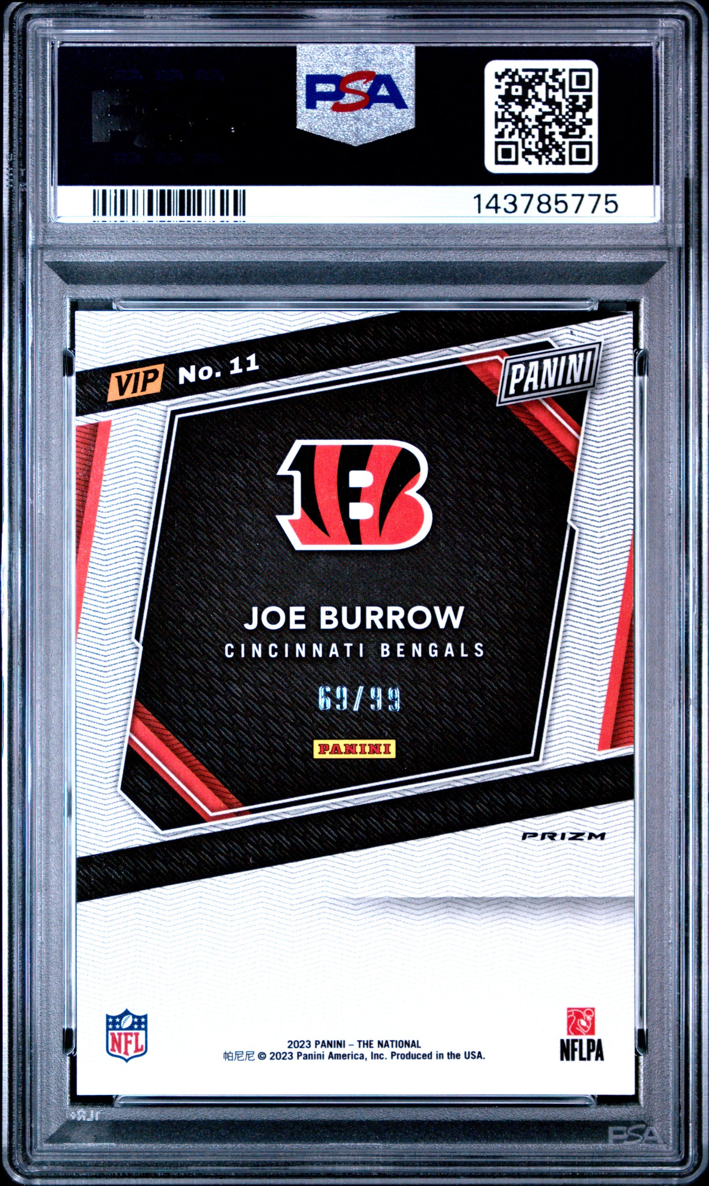 2023 Panini National Vip Gold #11 Joe Burrow Green Sparkle PSA 9