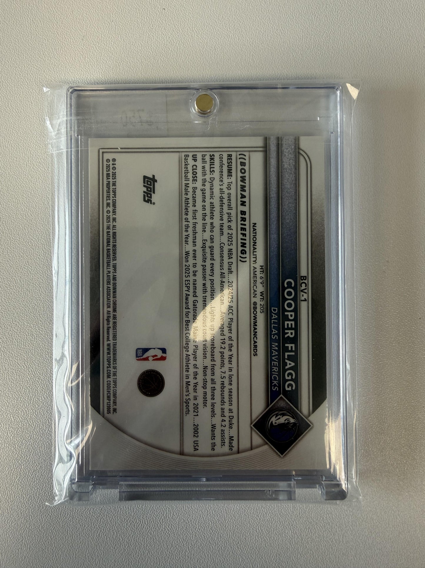 2025-26 Bowman #BCV-1 Cooper Flagg Chrome Fuchsia Refractor #/199