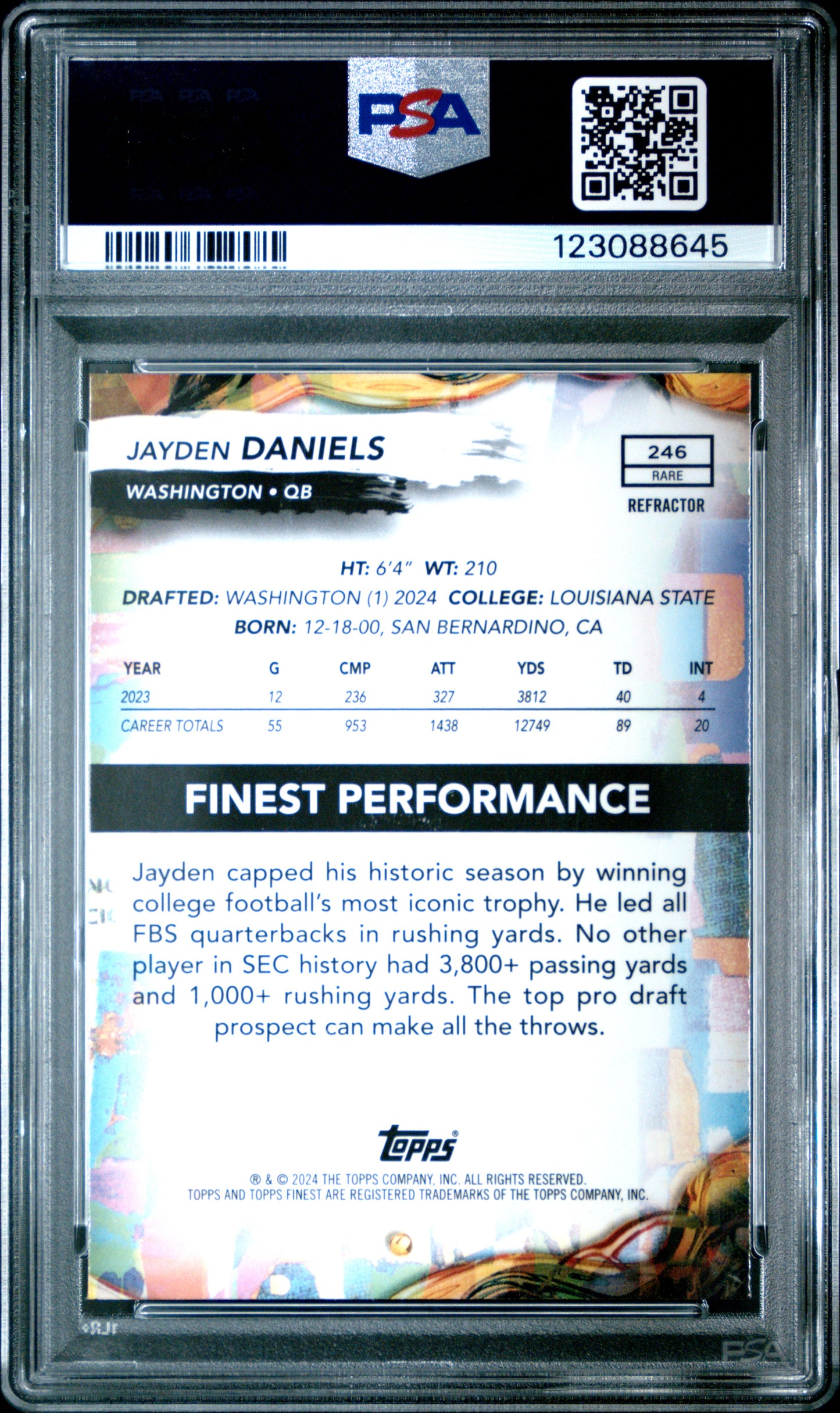 2024 Topps Finest #246 Jayden Daniels Refractor PSA 10