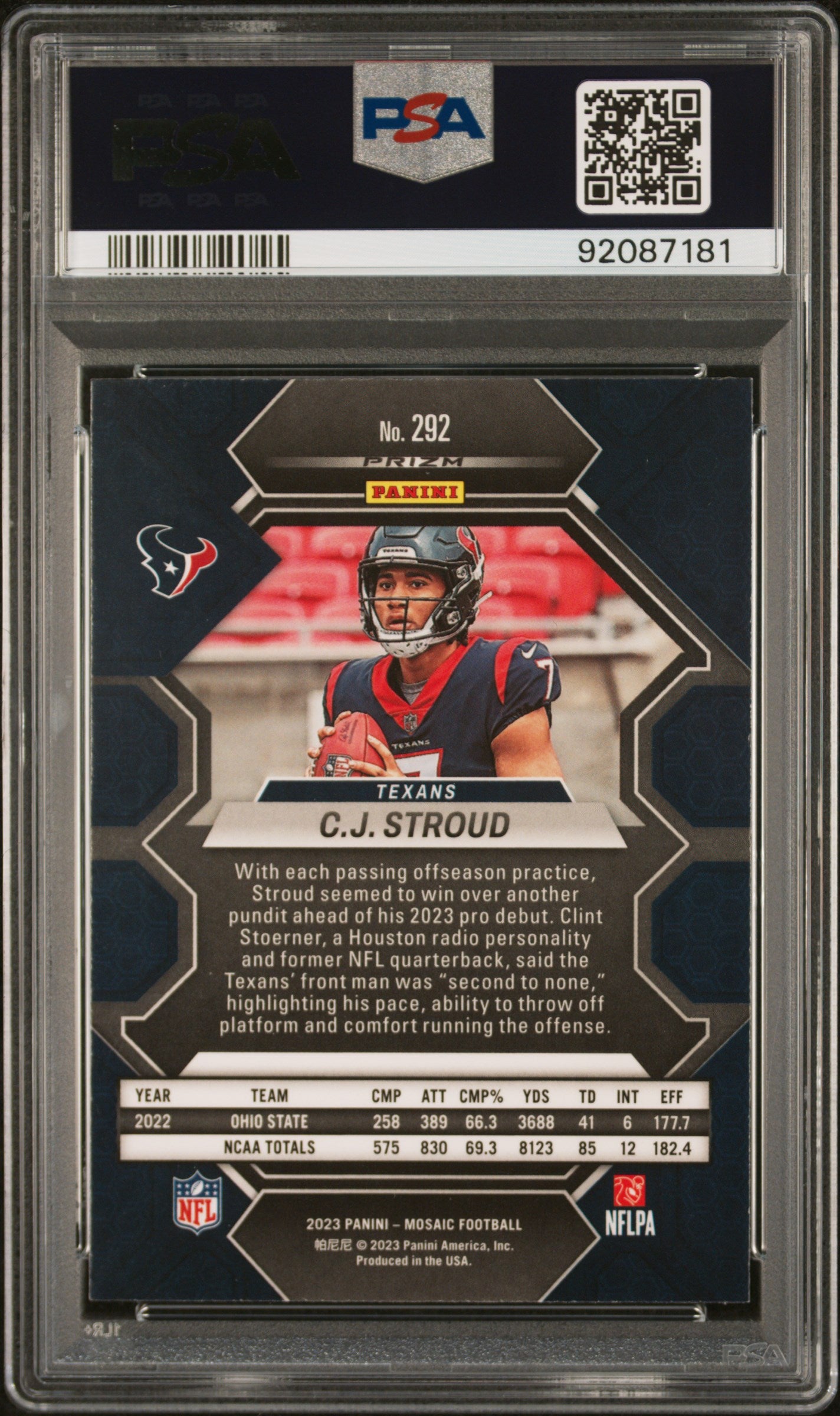 2023 Panini Mosaic #292 Cj Stroud Reactive Blue PSA 10