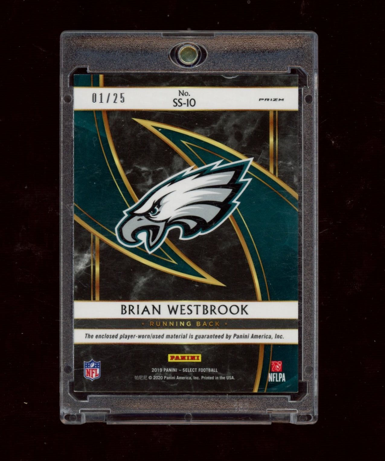 2019 Panini Select #SS-10 Brian Westbrook Select Swatches Tie-Dye Prizm #/25