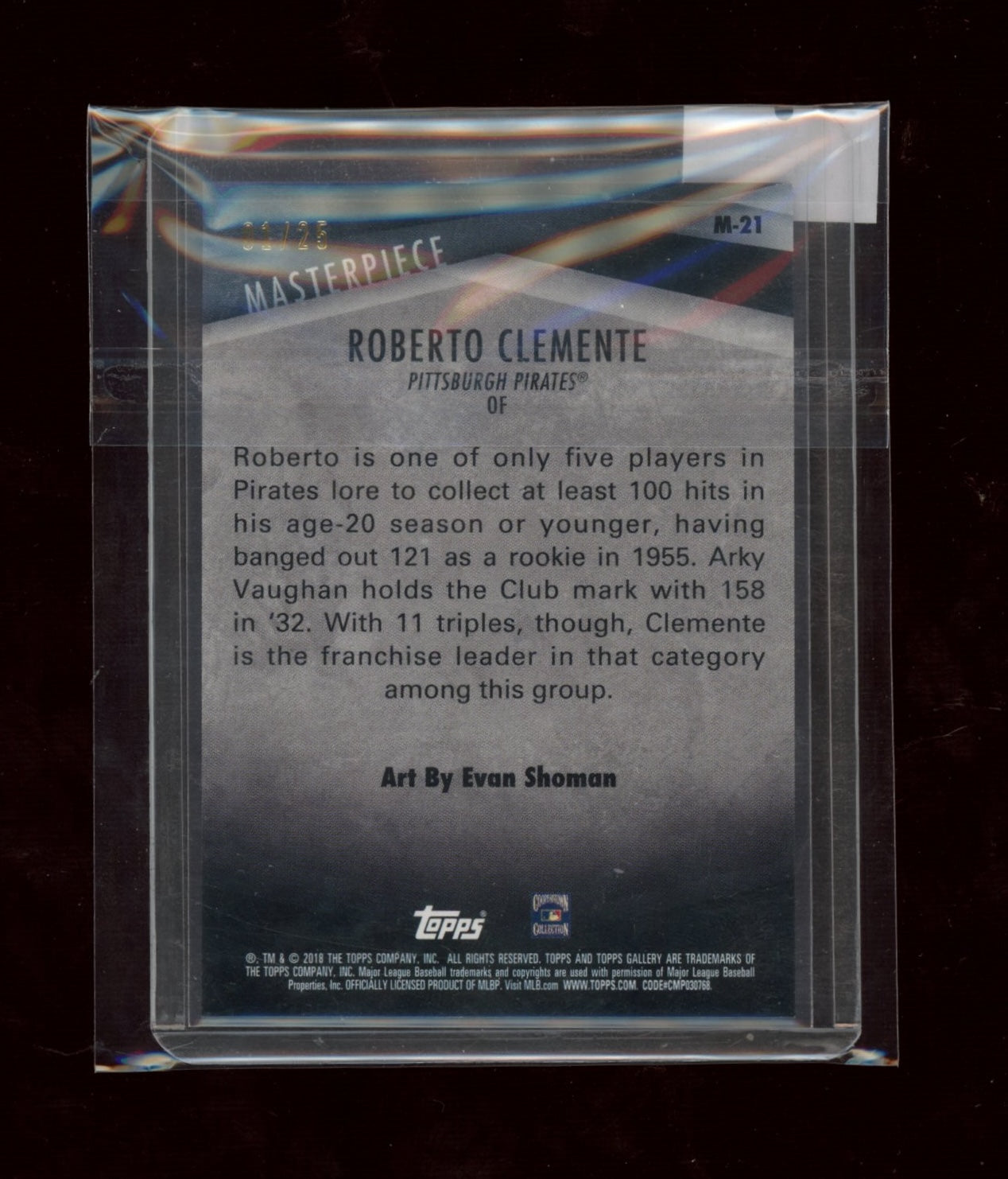 2018 Topps Gallery #M-21 Roberto Clemente Masterpiece Orange #/25