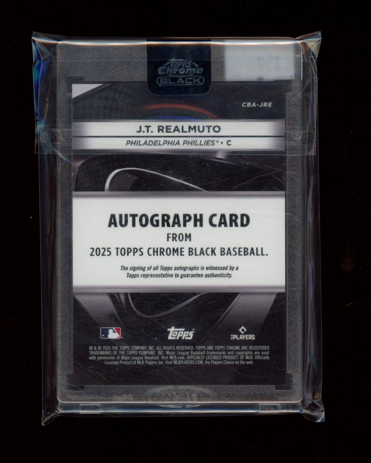 2025 Topps Chrome Black #CBA-JRE J.T. Realmuto Autographs Gold Refractors #/50
