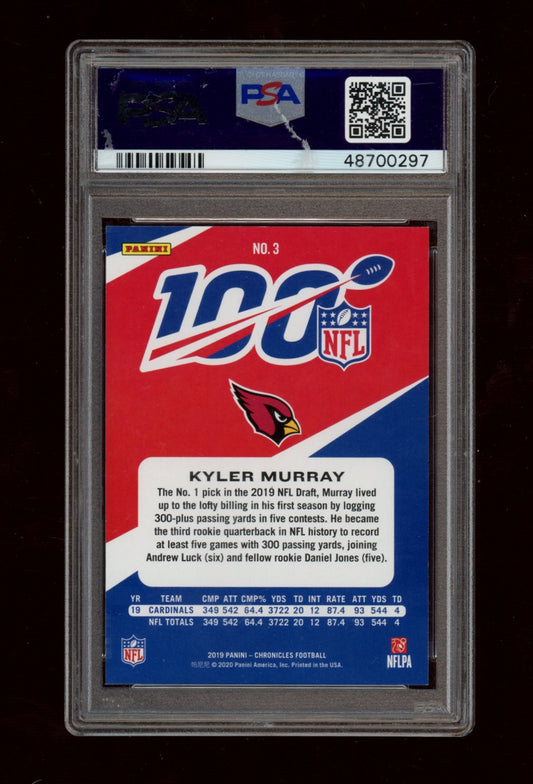 2019 Panini Chronicles Nfl 100 #3 Kyler Murray Nfl 100-Gold PSA 10