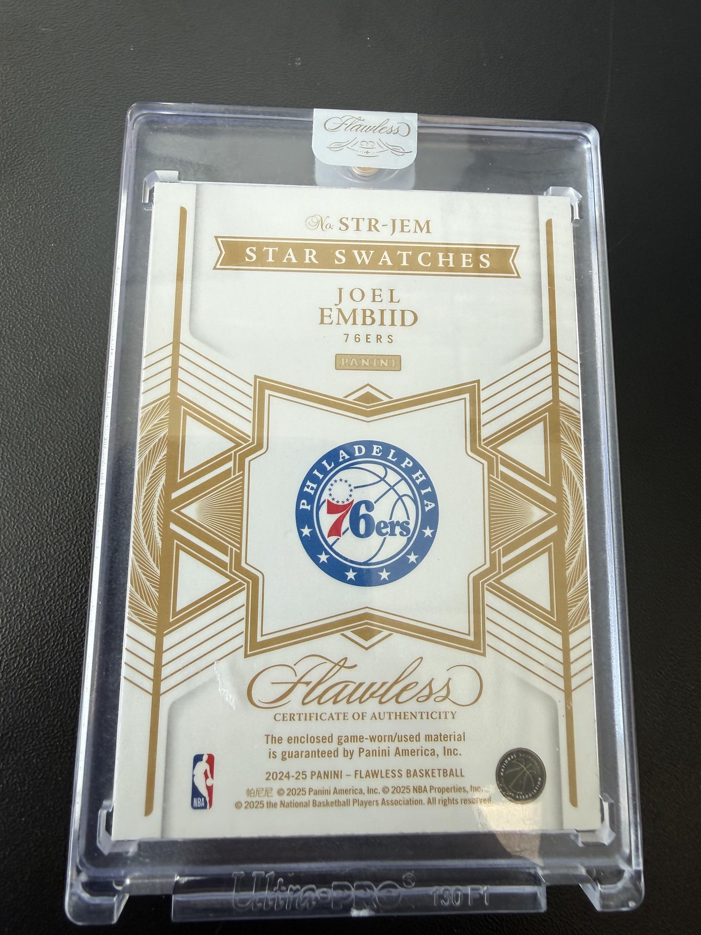 2024-25 Panini Flawless #STR-JEM Joel Embiid Star Swatches Fuscia #/5