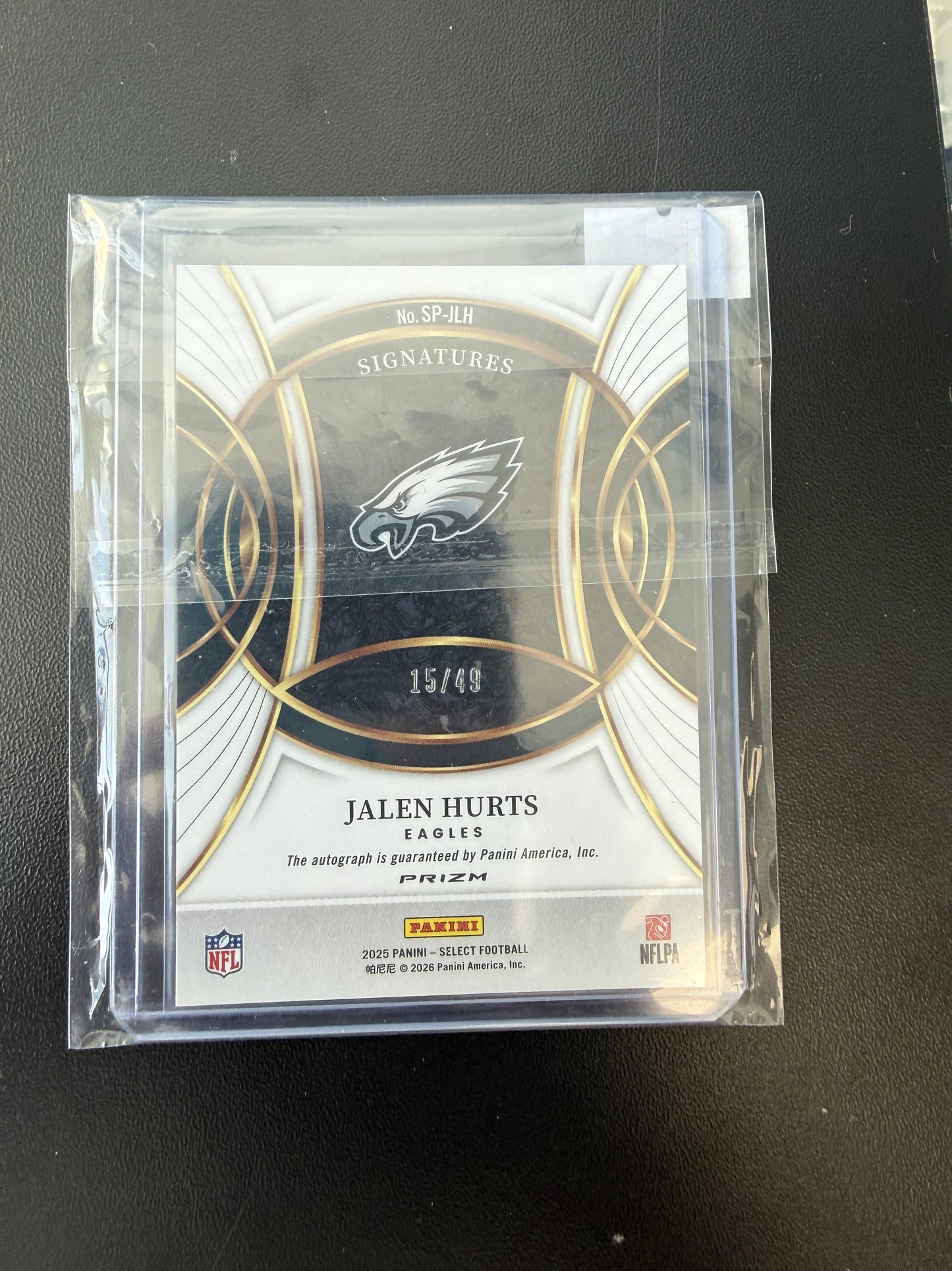 2025 Panini Select #SP-JLH Jalen Hurts Signatures Light Blue Prizm #/49