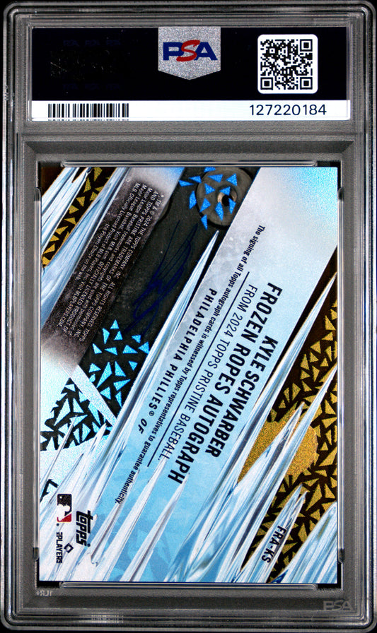 2024 Topps Pristine #KS Kyle Schwarber Frozen Ropes Auto Gold PSA 8