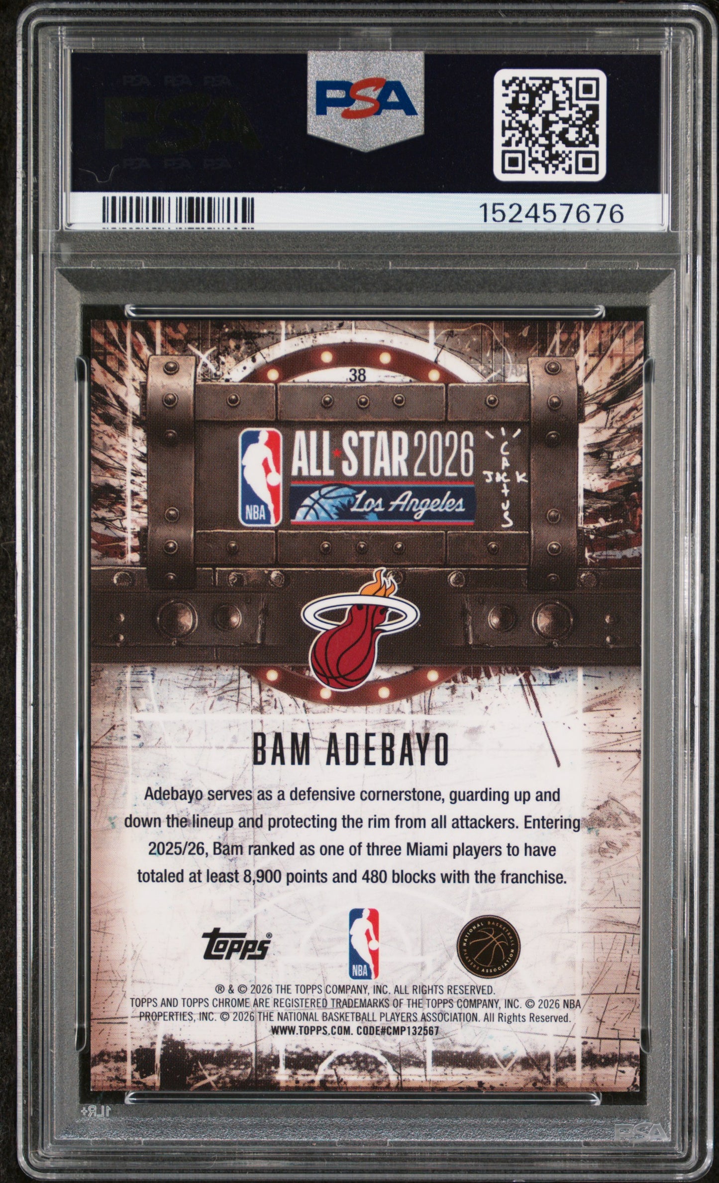 2025 Topps Chrome Cactus Jack X ASG Bam Adebayo Orange Refractor #38 PSA 10