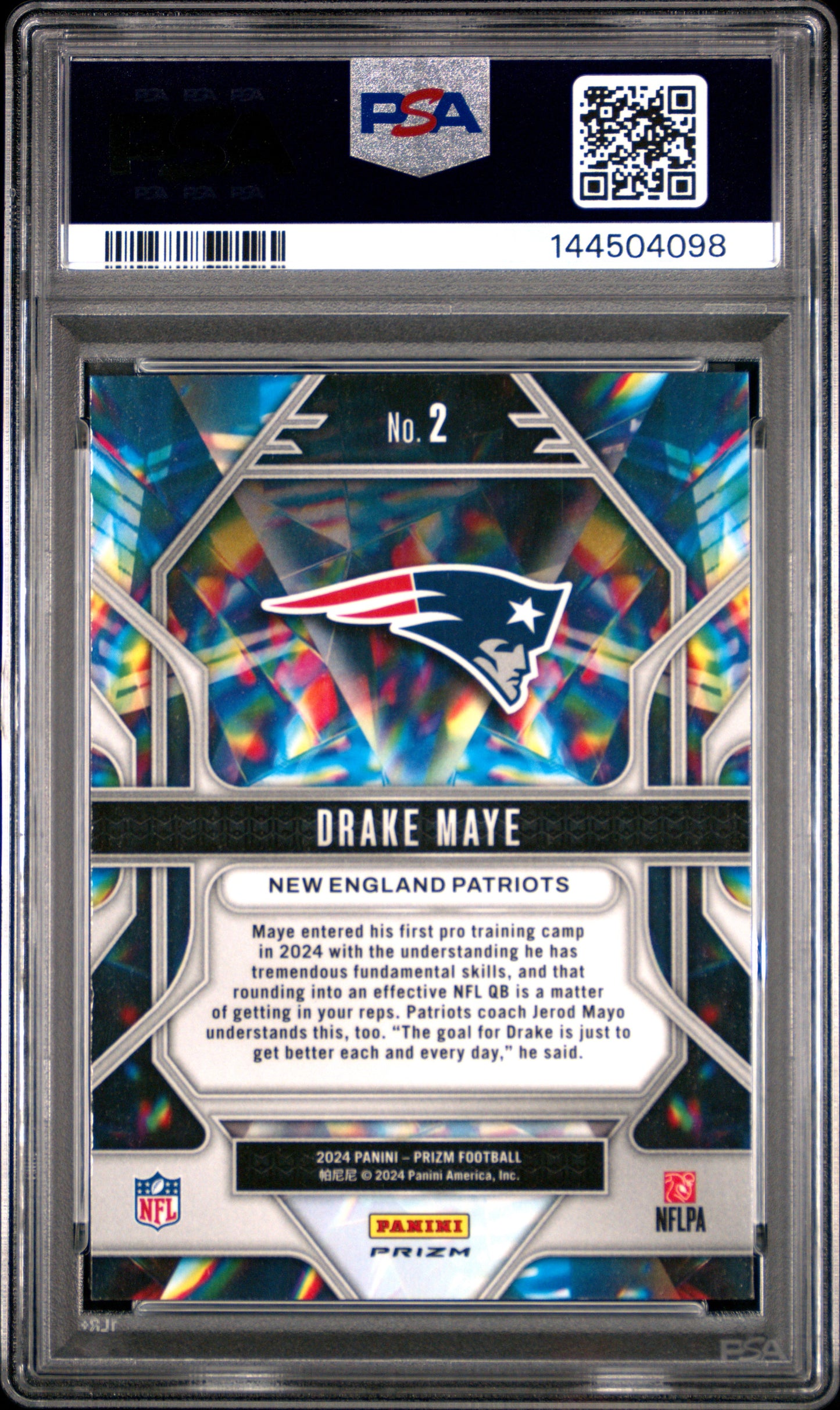 2024 Panini Prizm Prizmatic #2 Drake Maye Prizmatic-Green Wave PSA 10