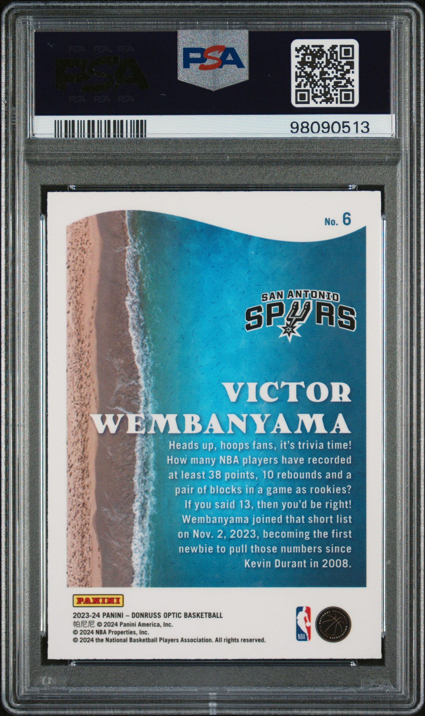 2023 Panini Donruss Optic Splash #6 Victor Wembanyama PSA 10
