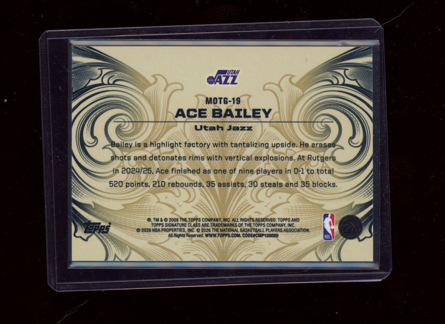 2025-26 Topps Signature Class #MOTG-19 Ace Bailey Monarchs of the Game