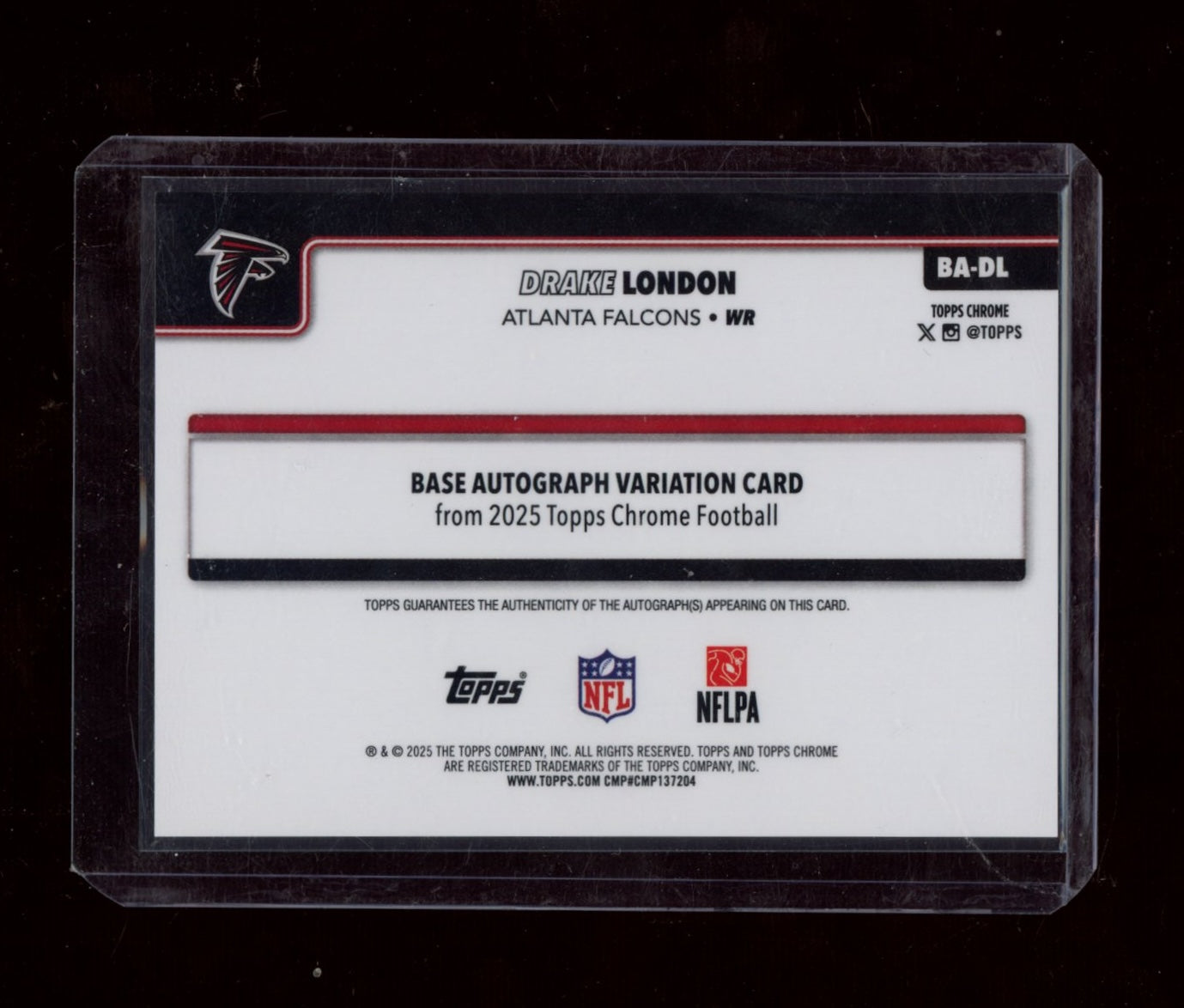2025 Topps Chrome #BA-DL Drake London Auto Gold Wave #/50 JSY #