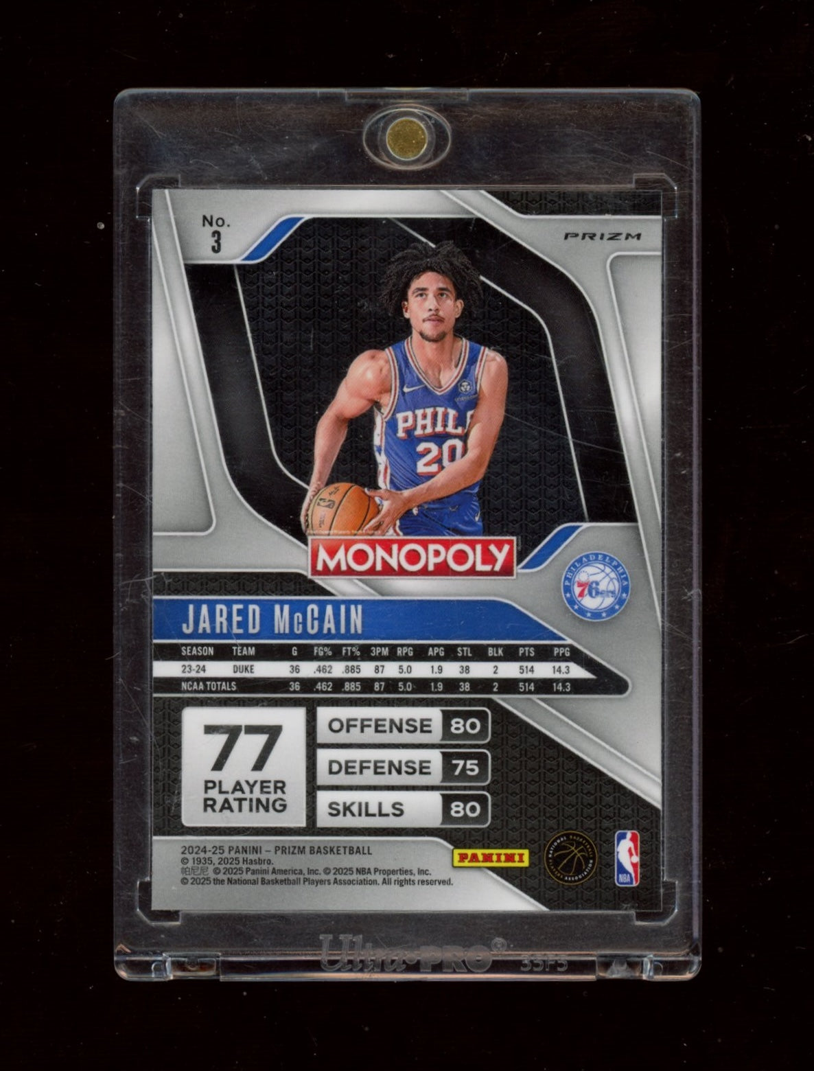 2024-25 Panini Prizm Monopoly #3 Jared McCain Nebula Prizms