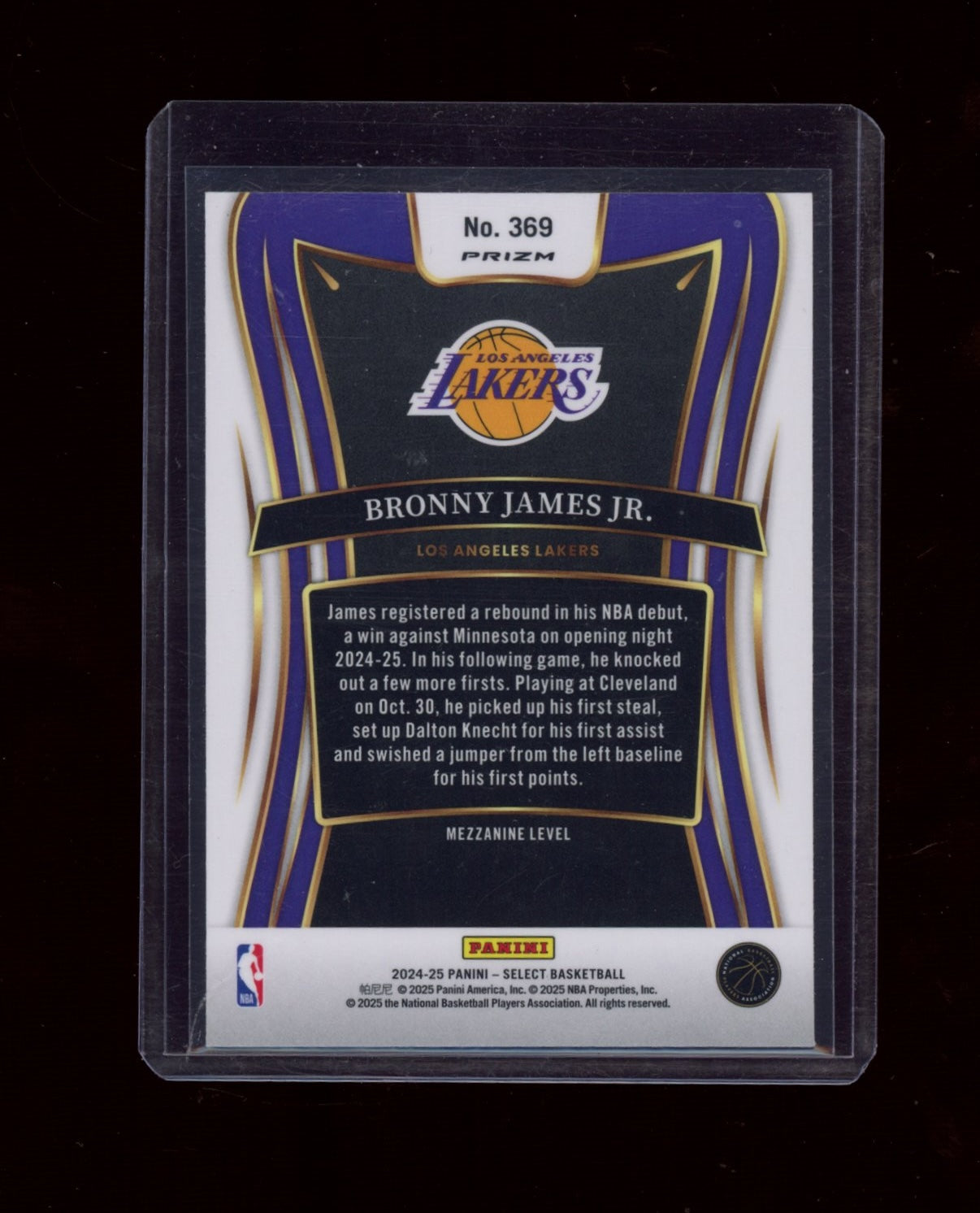 2024-25 Panini Select #369 Bronny James Jr. Elephant Prizm