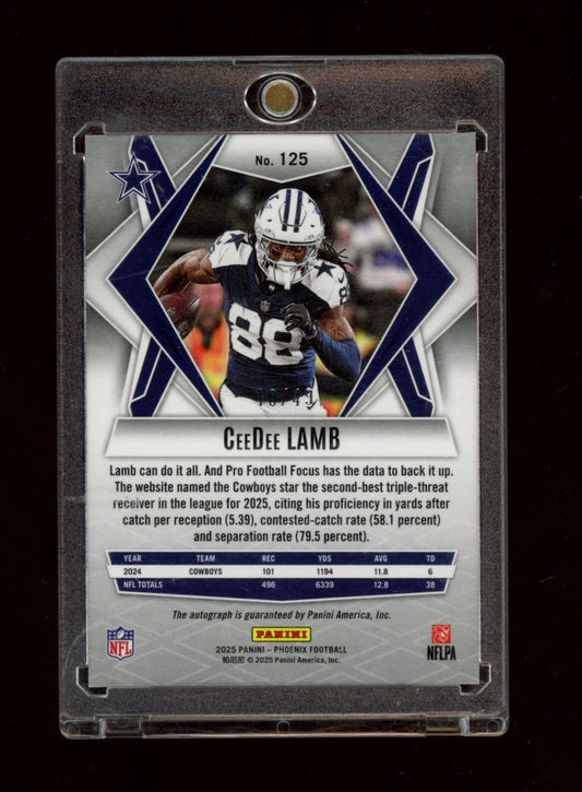 2025 Panini Phoenix #125 CeeDee Lamb Base Autographs Lava Prizm #/49