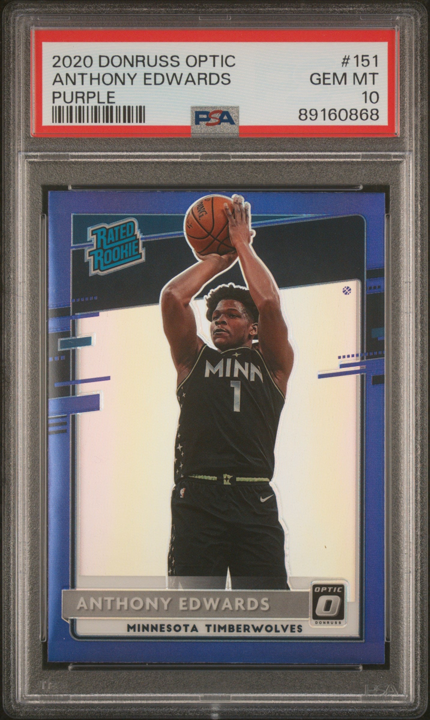 2020 Panini Donruss Optic #151 Anthony Edwards Purple PSA 10