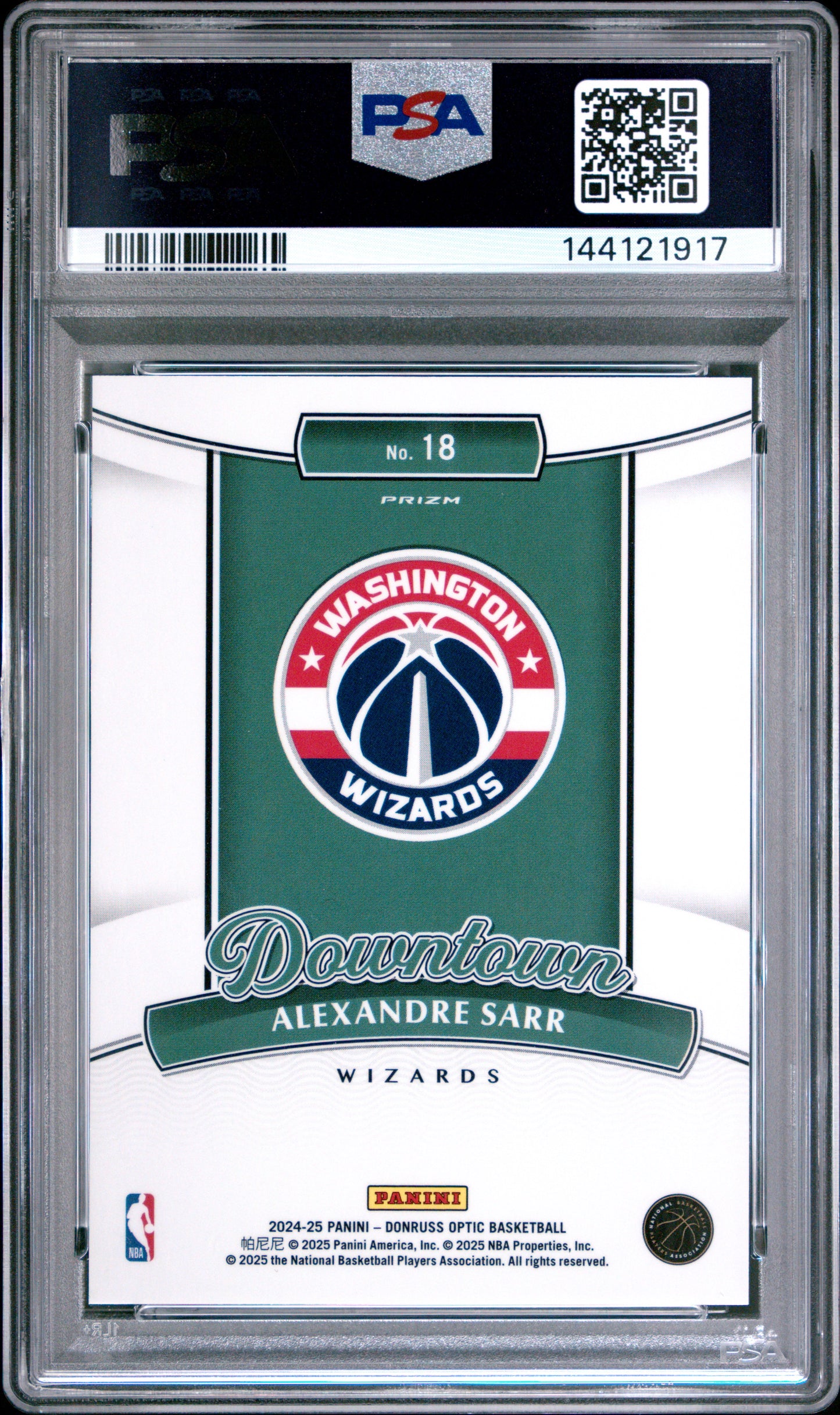 2024 Panini Donruss Optic Downtown #18 Alexandre Sarr PSA 10