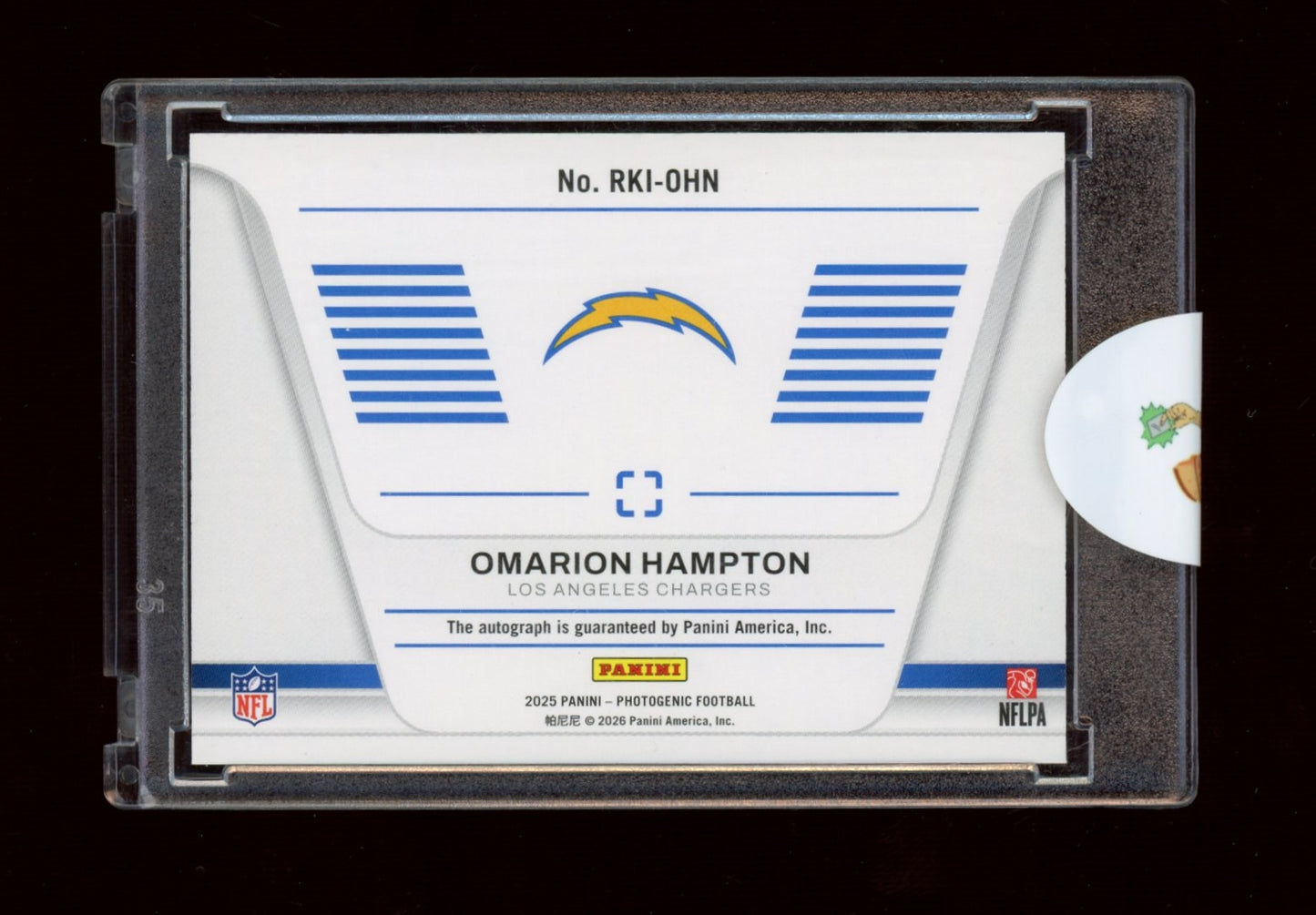 2025 Panini Photogenic #RKI-OHN Omarion Hampton Rookie Intro Sig Blue #/49
