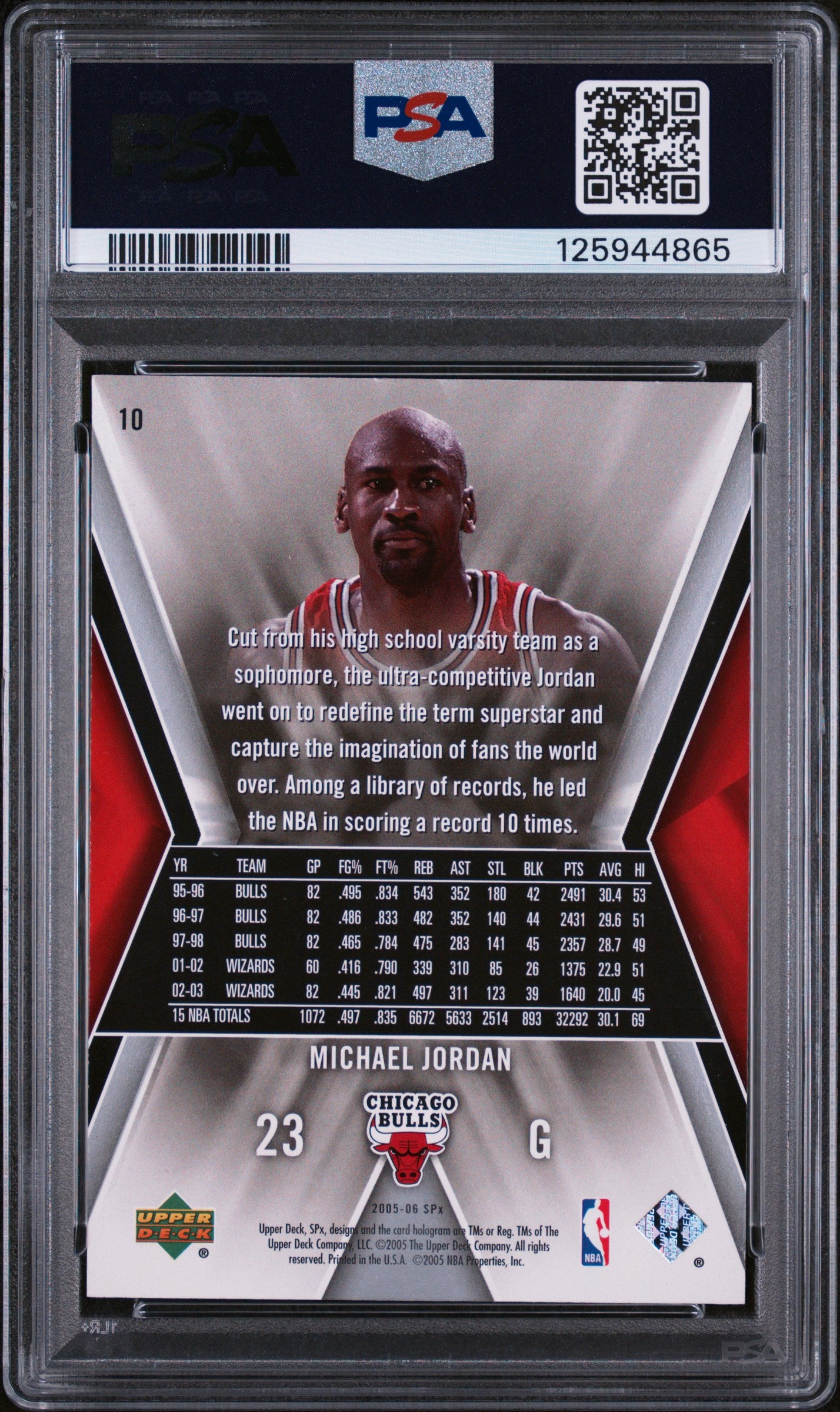2005 Spx #10 Michael Jordan PSA 9
