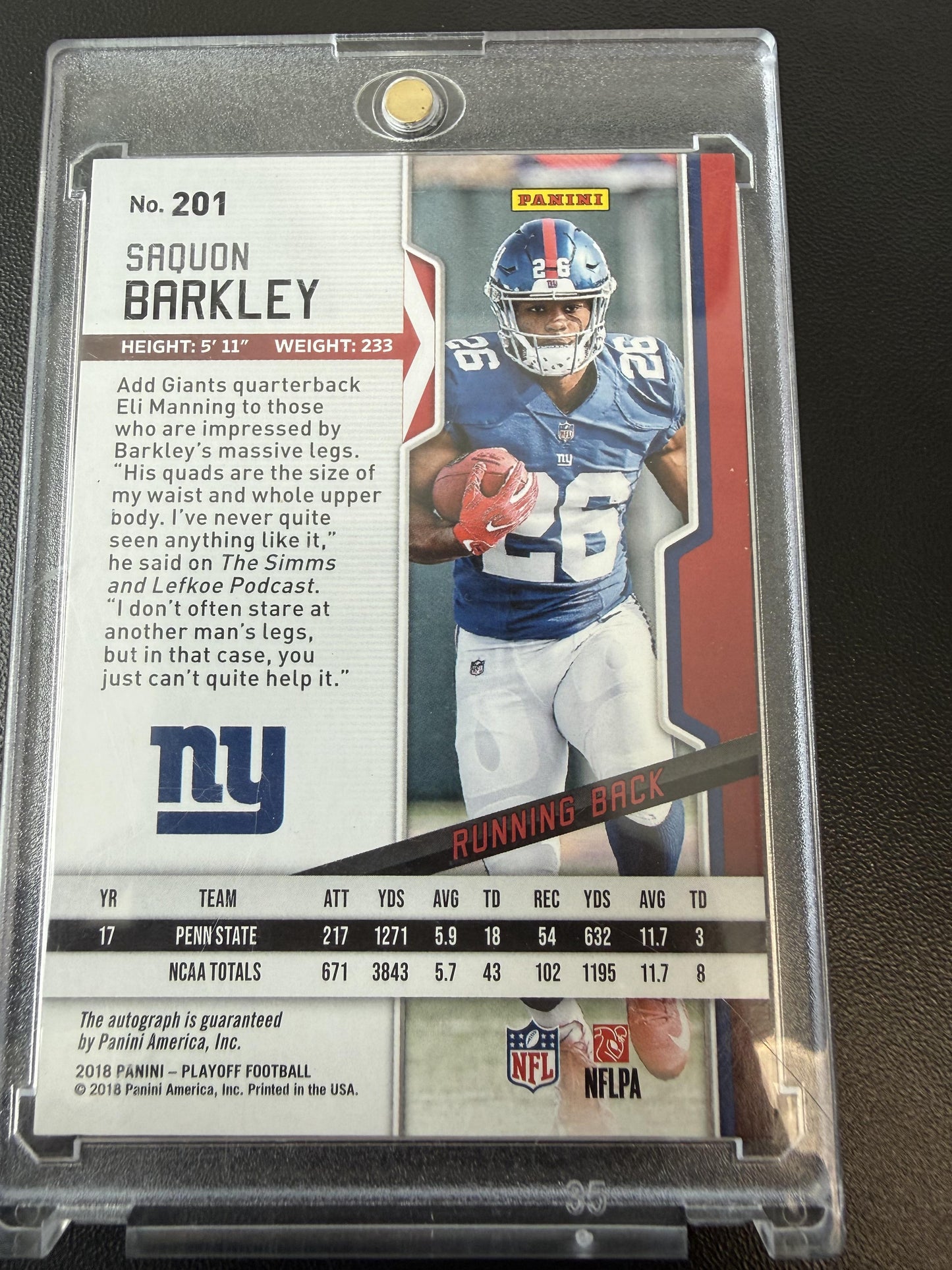 2018 Panini Playoff #201 Saquon Barkley RC Auto Variations 4th Down #/10