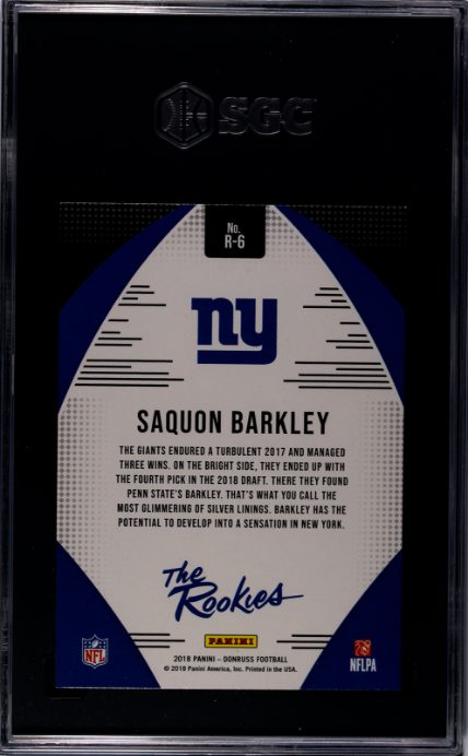 2018 Donruss #R-6 Saquon Barkley The Rookies SGC 10