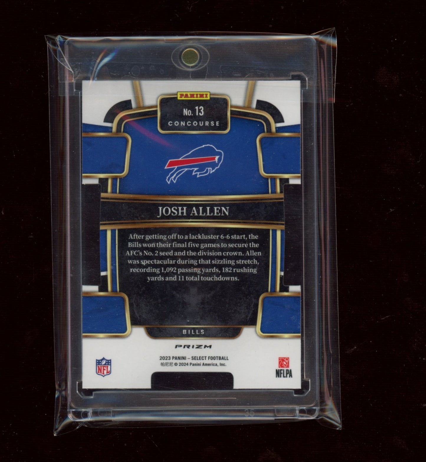 2023 Panini Select #13 Josh Allen Zebra Prizms