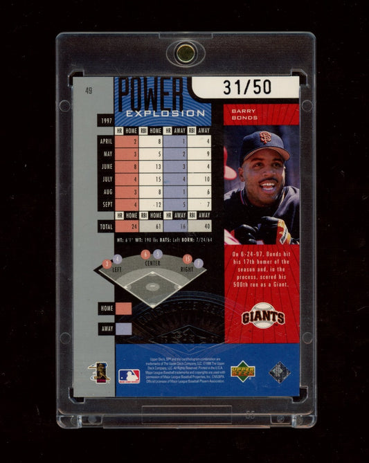 1998 SPx Finite #49 Barry Bonds Spectrum #/50