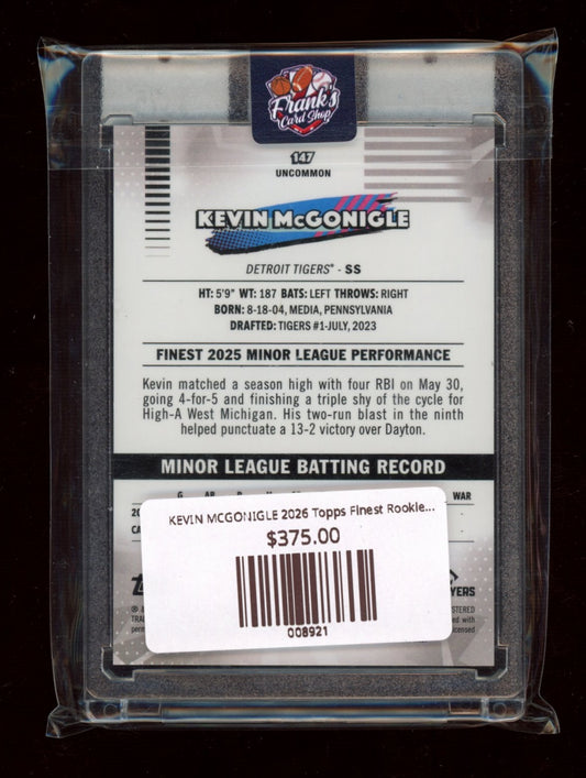 2026 Finest #147 Kevin McGonigle Black Geometric Refractors #7/10 JERSEY #
