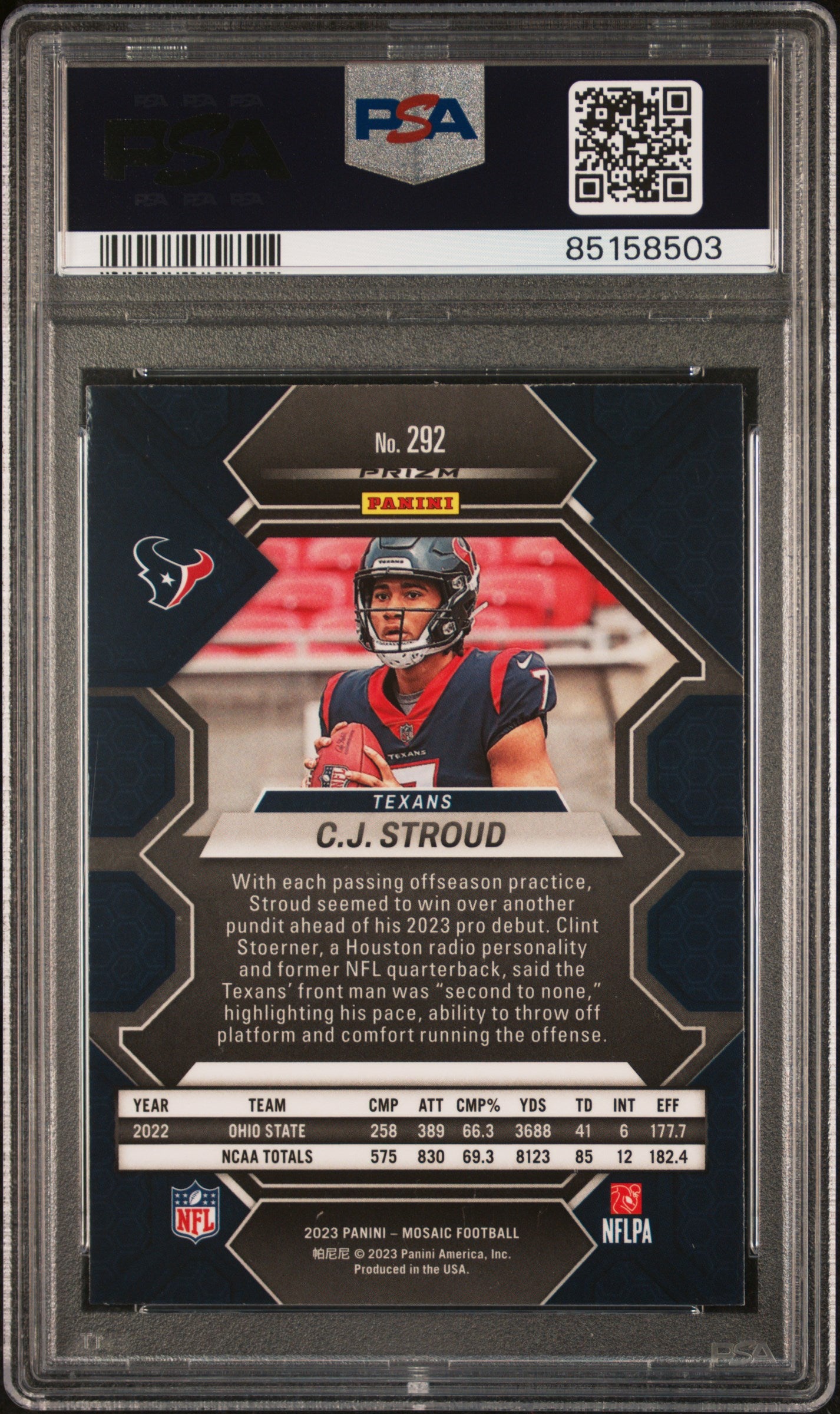 2023 Panini Mosaic #292 Cj Stroud Green PSA 10