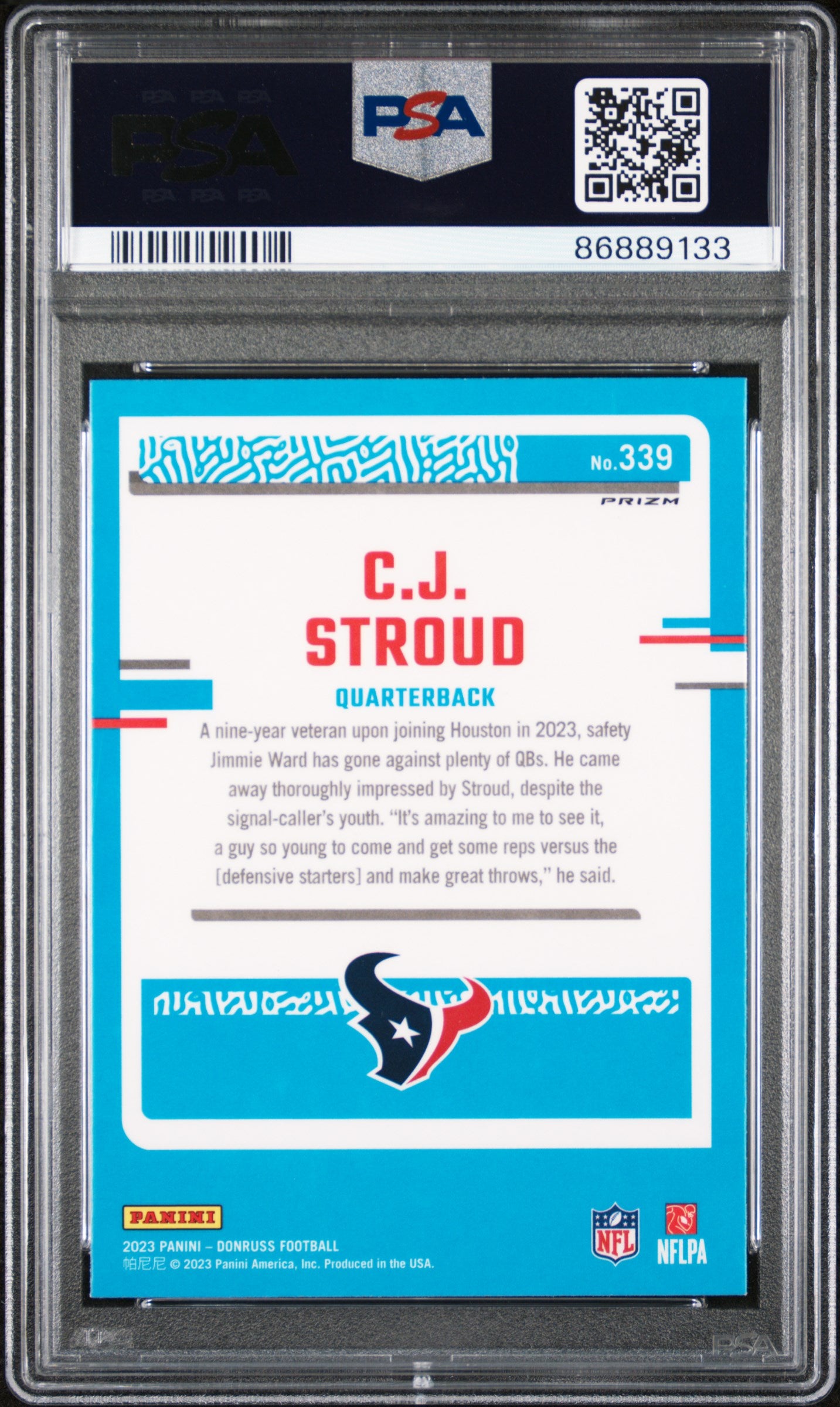 2023 Panini Donruss #339 Cj Stroud Optic Preview-Pink PSA 10