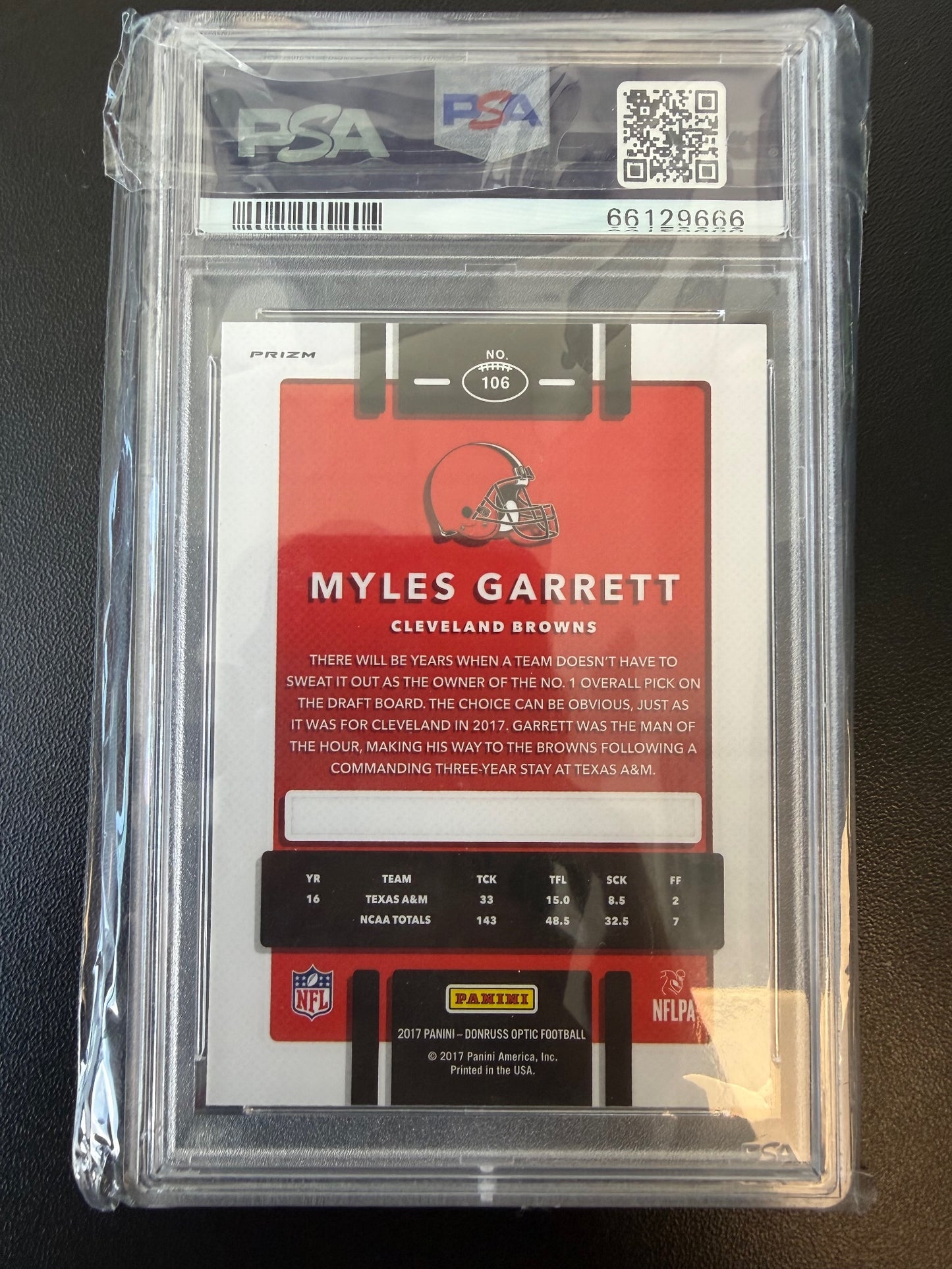 2017 Donruss Optic #106 Myles Garrett Lime