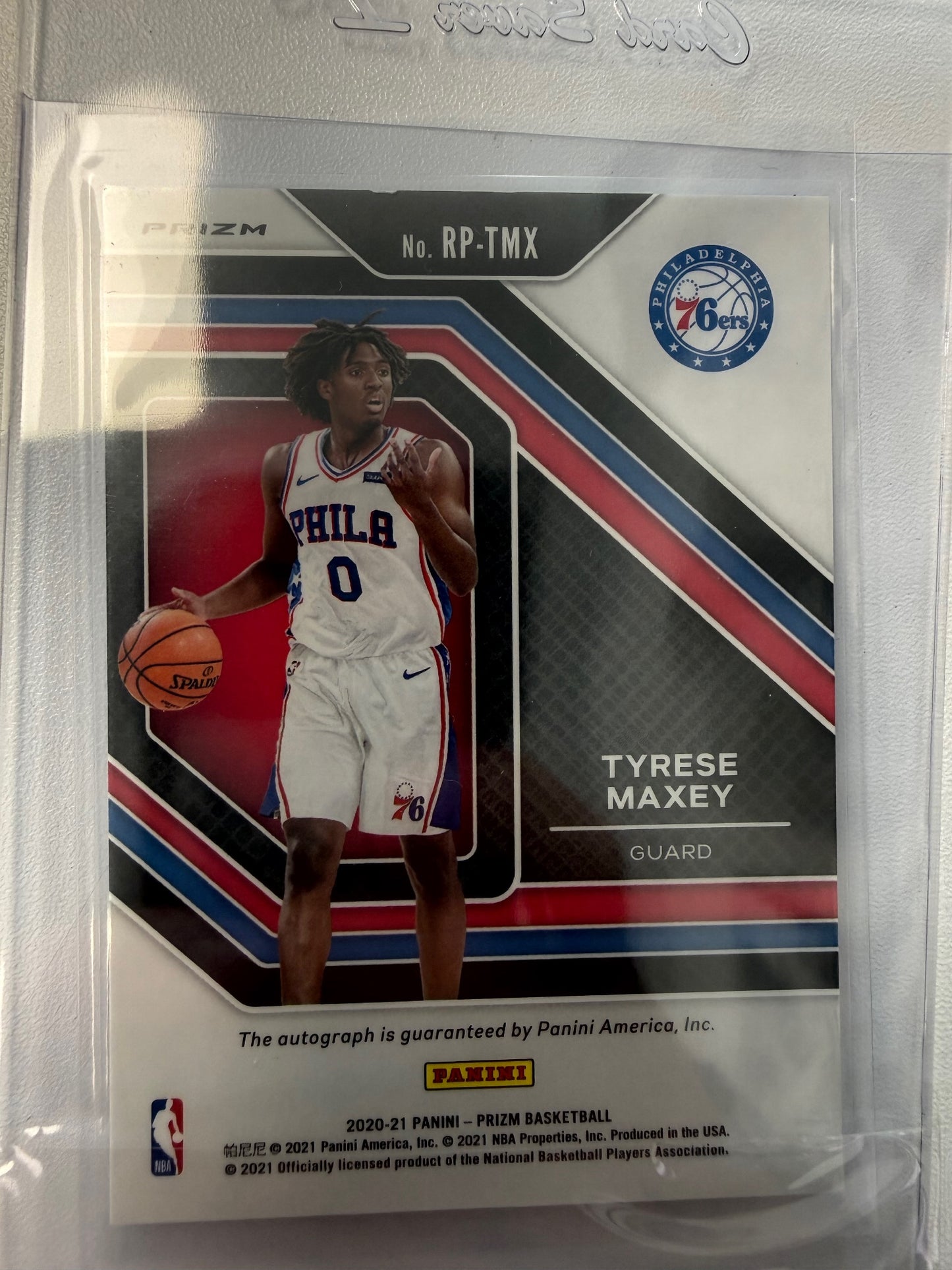 2020-21 Panini Prizm #RP-TMX Tyrese Maxey Rookie Penmanship Prizms Silver