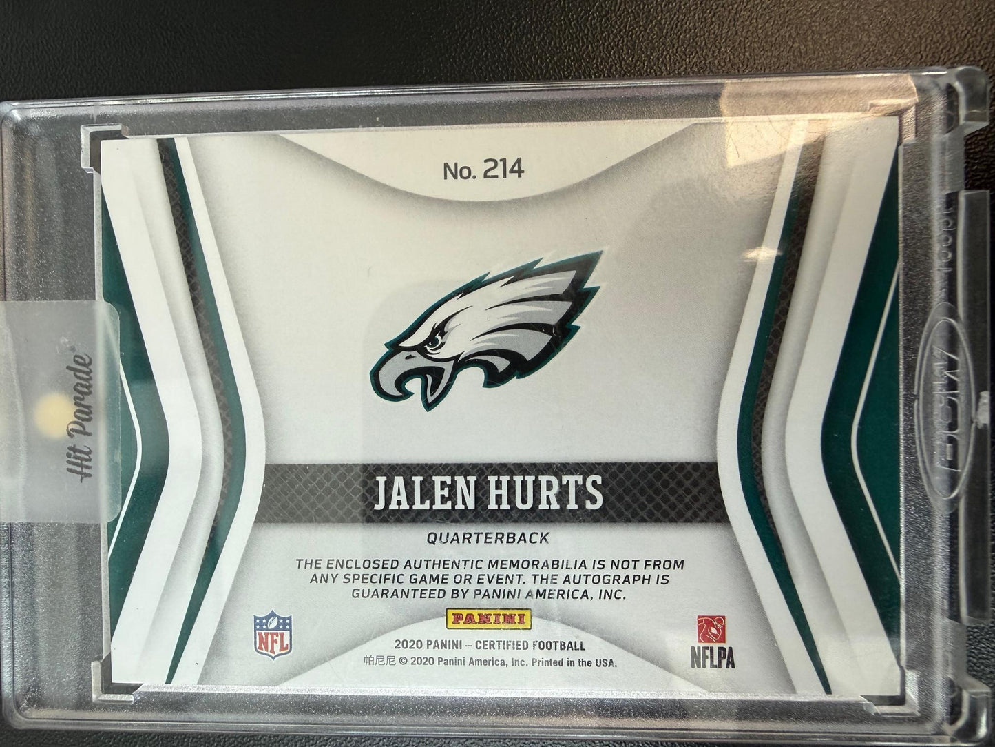 2020 Panini Certified #214 Jalen Hurts RPA Mirror Orange #/249