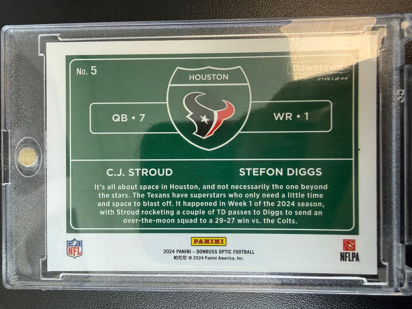 2024 Donruss Optic #5 C.J. Stroud / Stefon Diggs Downtown Duos