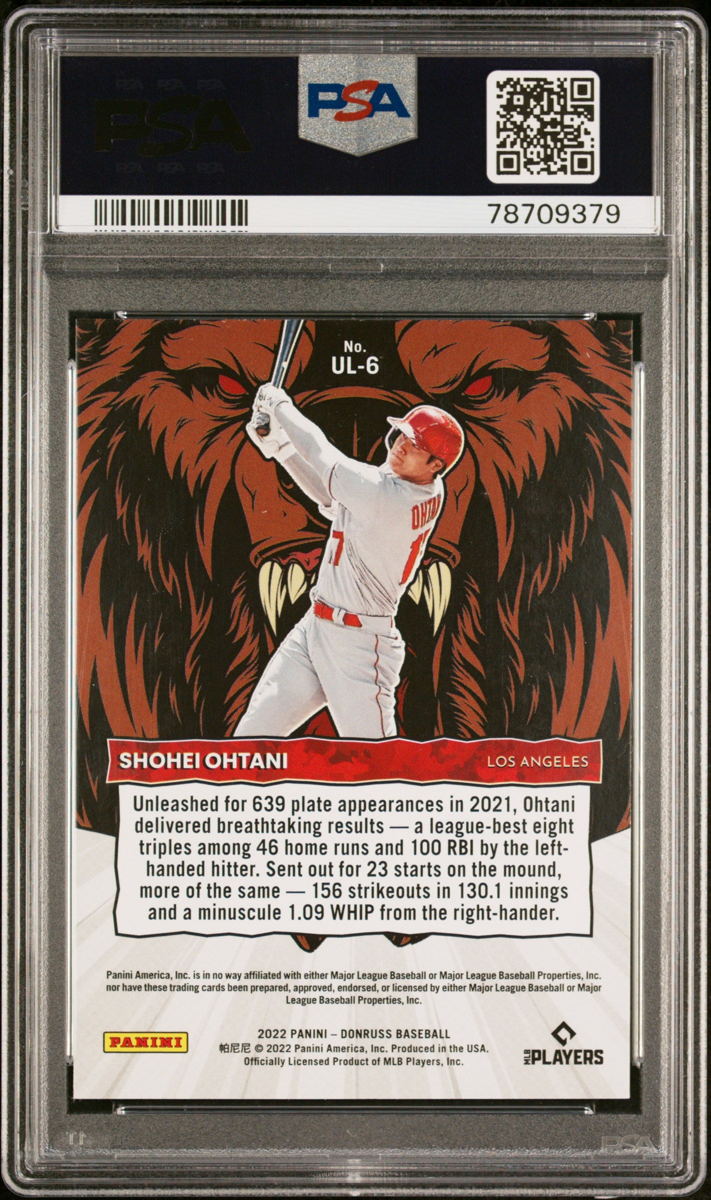 2022 Panini Donruss Unleashed #UL6 Shohei Ohtani Unleashed-Rapture PSA 10