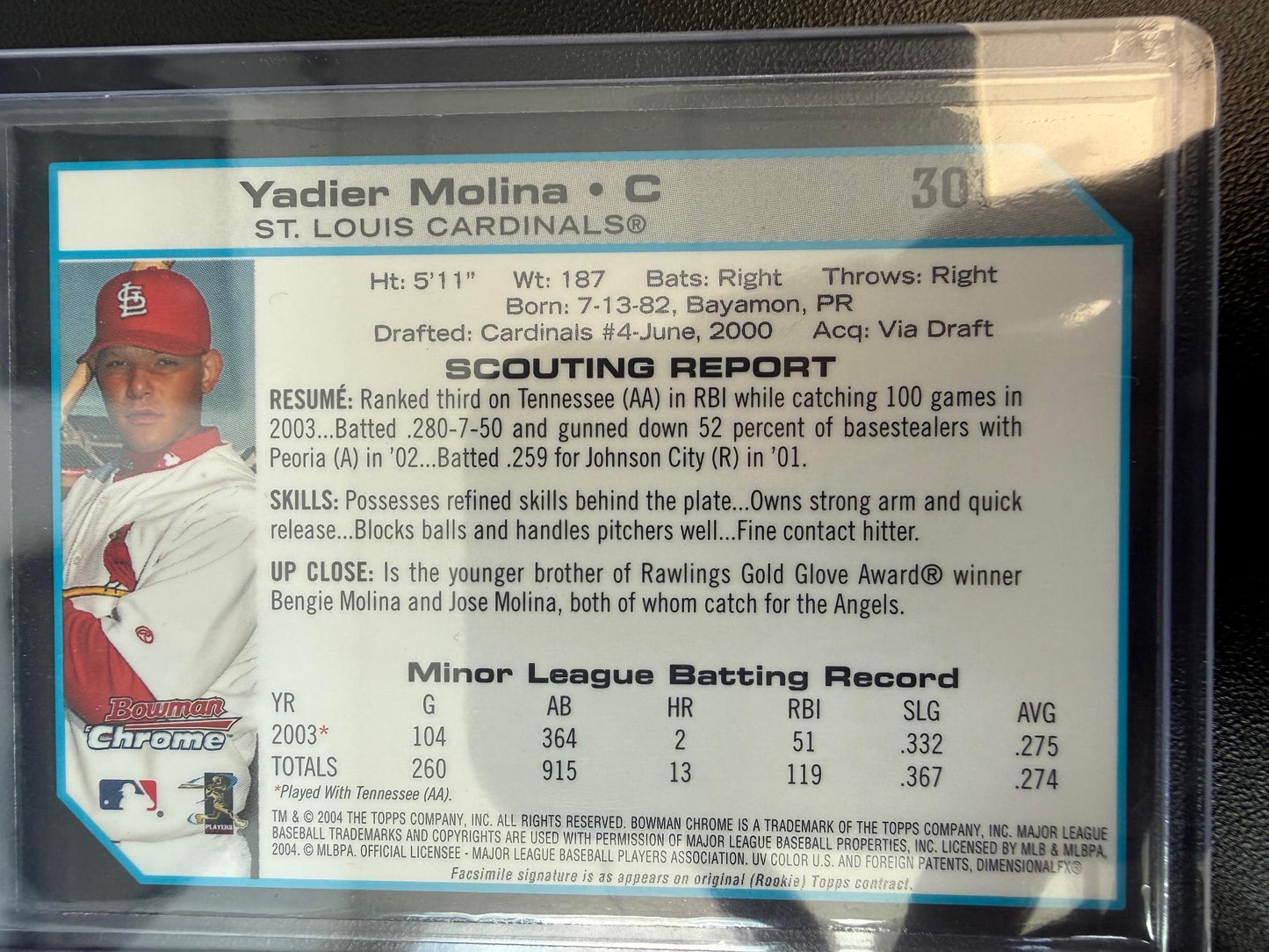 2004 Bowman Chrome #301 Yadier Molina