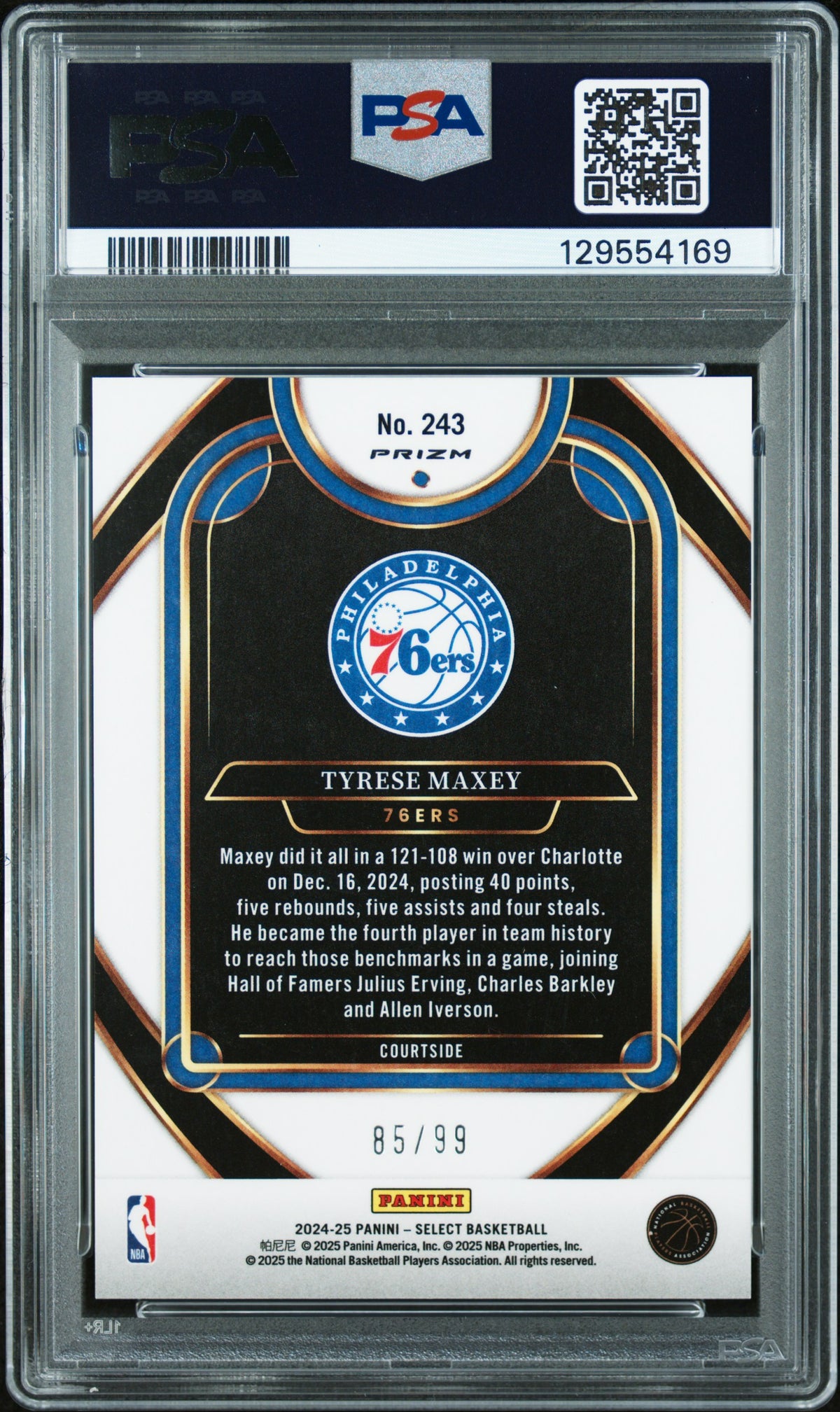 2024 Panini Select #243 Tyrese Maxey Light Blue Disco PSA 10