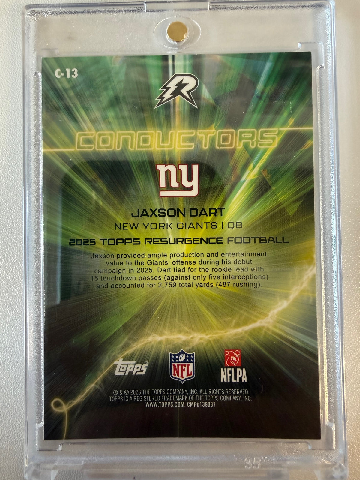2025 Topps Resurgence #C-13 Jaxson Dart Conductors #/149