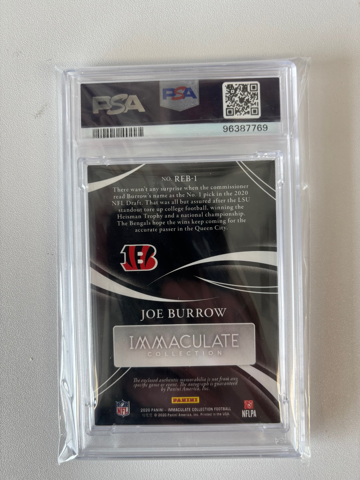 2020 Joe Burrow Immaculate Rookie Eye Black RPA/49