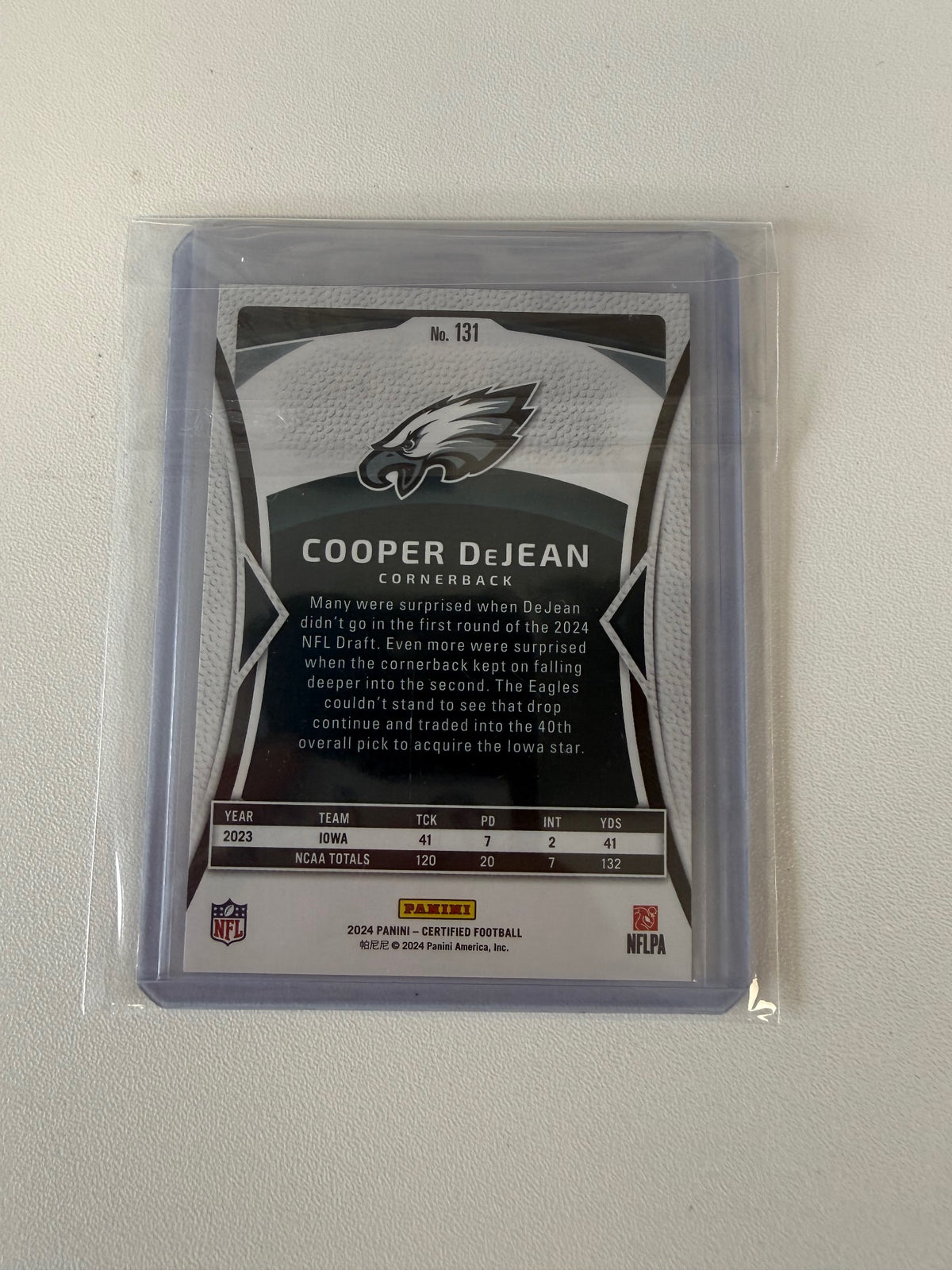 2024 Panini Certified #131 Cooper DeJean Mirror Gold #/25